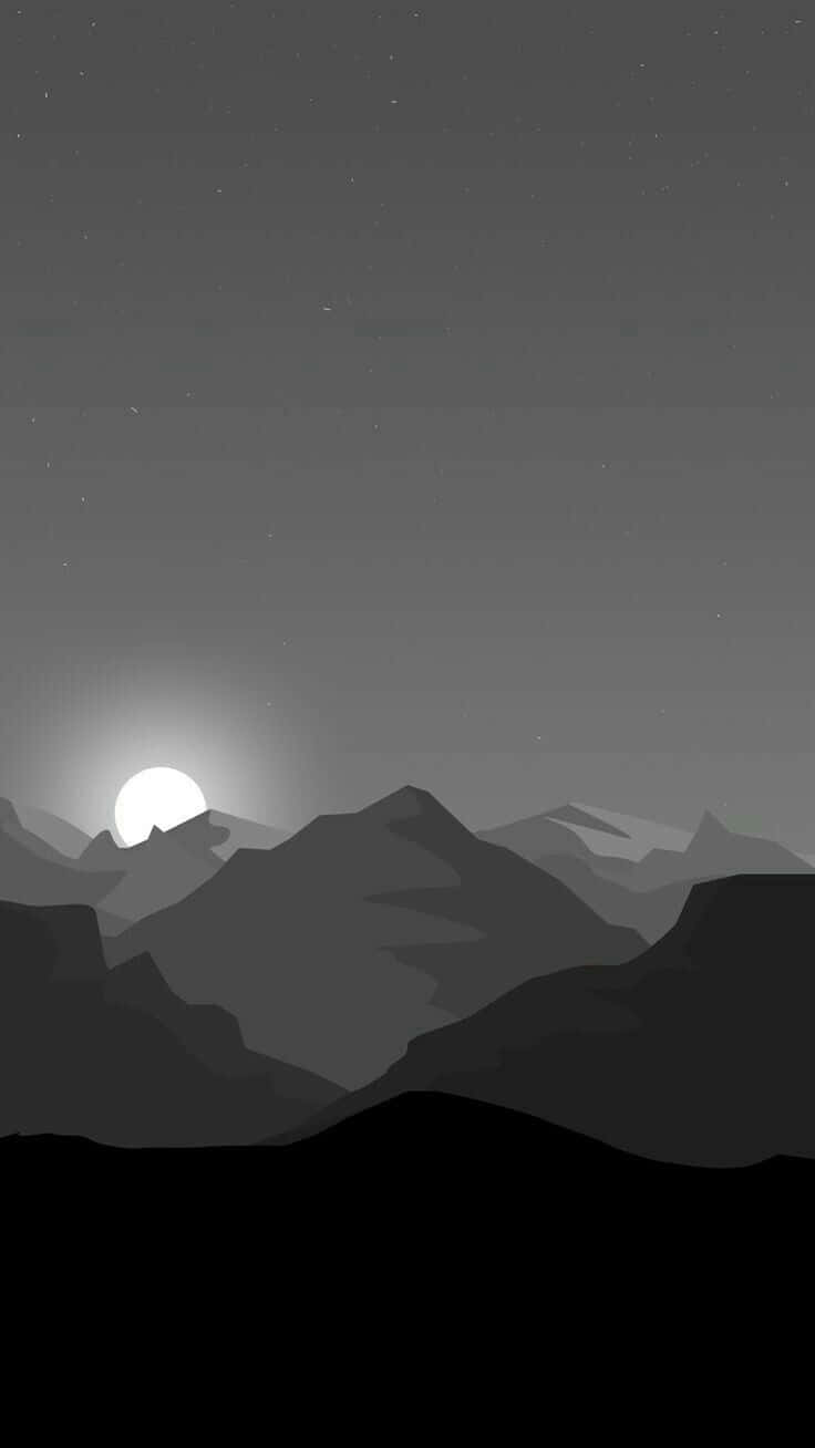 Monochrome Mountain Sunset Background