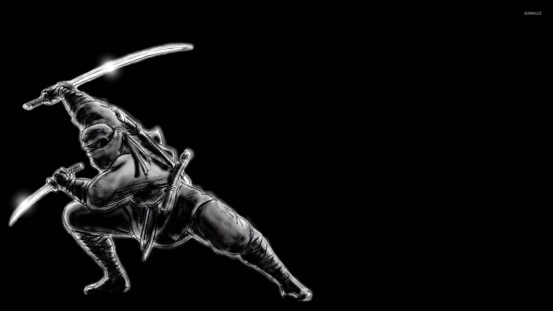 Monochrome Ninja Sketch Art Background