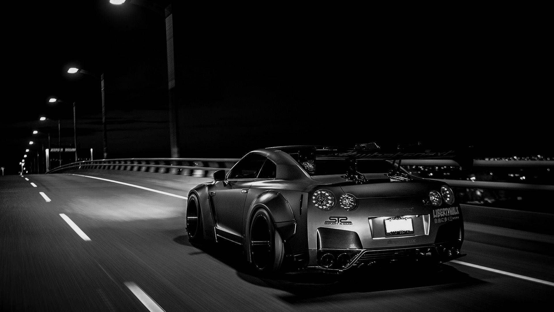 Monochrome Nissan Gtr Car Background