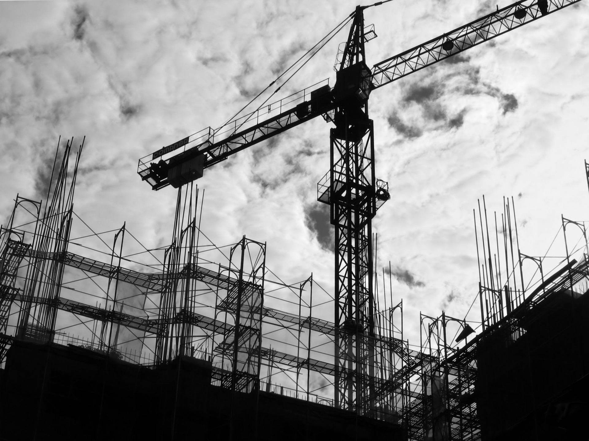 Monochrome Of Construction Crane Operator Background
