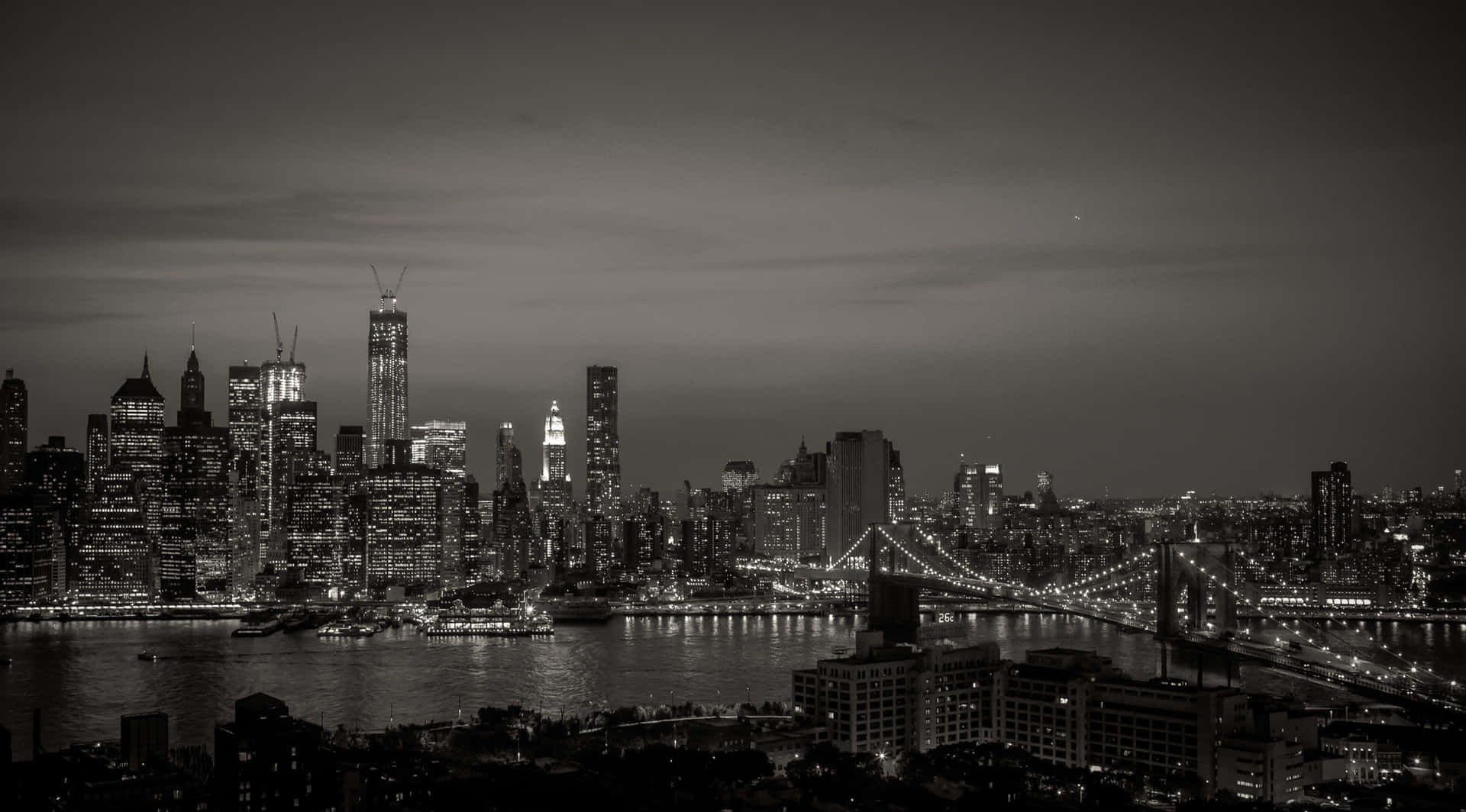 Monochrome Panorama Of New York City Background