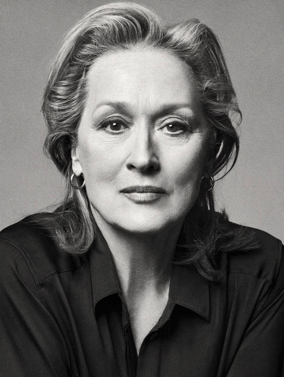Monochrome Photo Of Meryl Streep Background