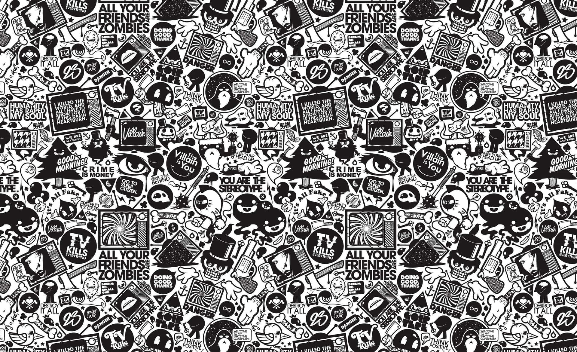 Monochrome Pop Art Collage Background
