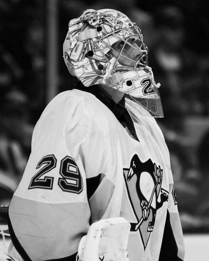 Monochrome Poster Of Marc Andre Fleury Background