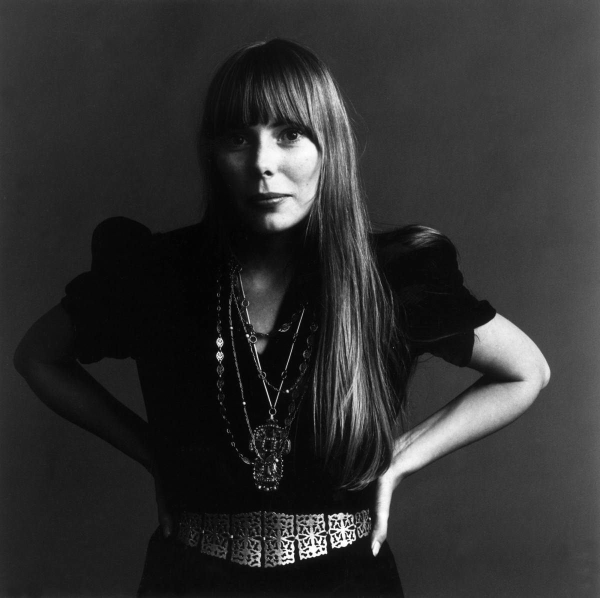 Monochrome Poster Of The Singer Joni Mitchell