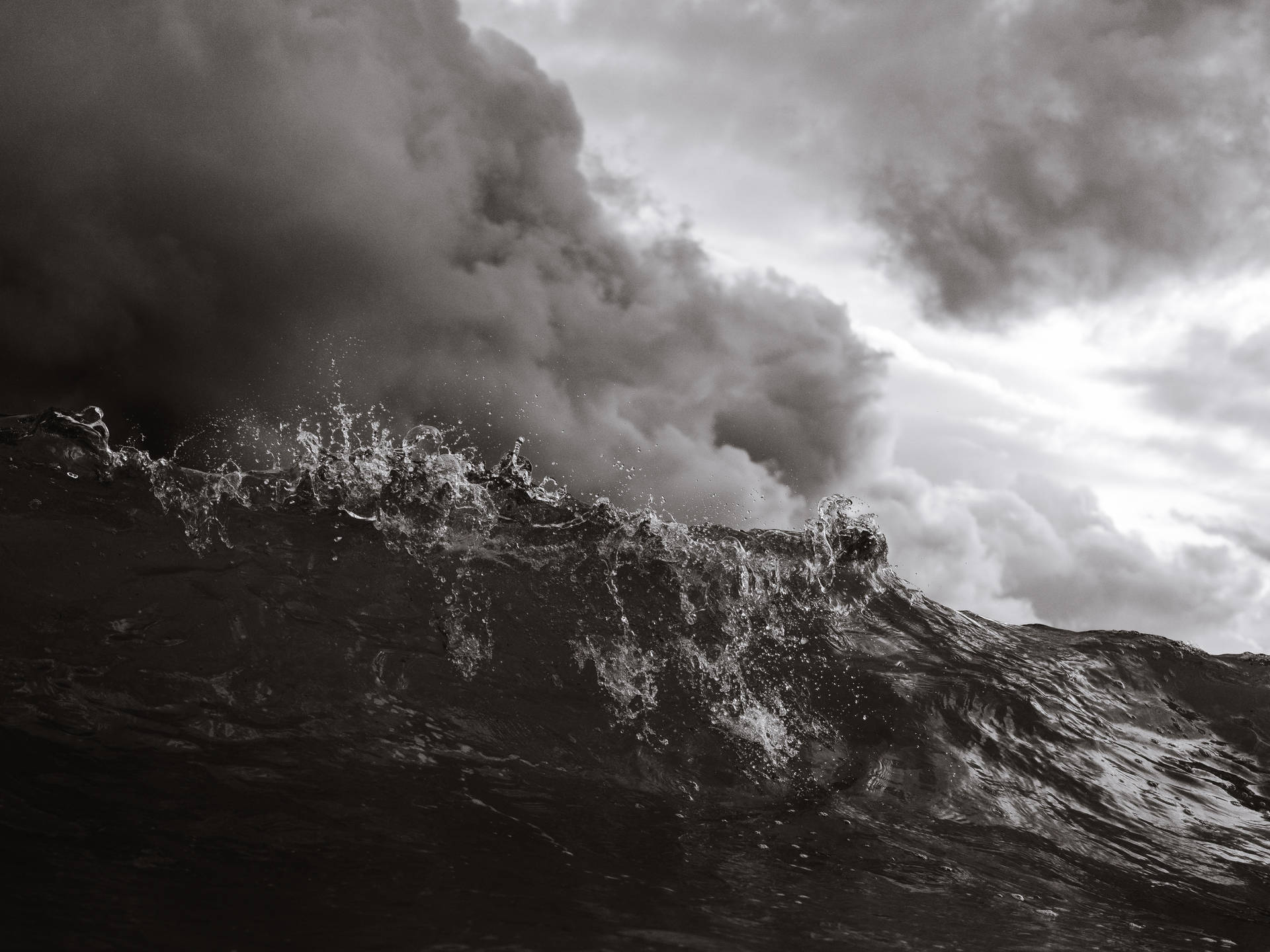 Monochrome Raging Ocean Storm Background