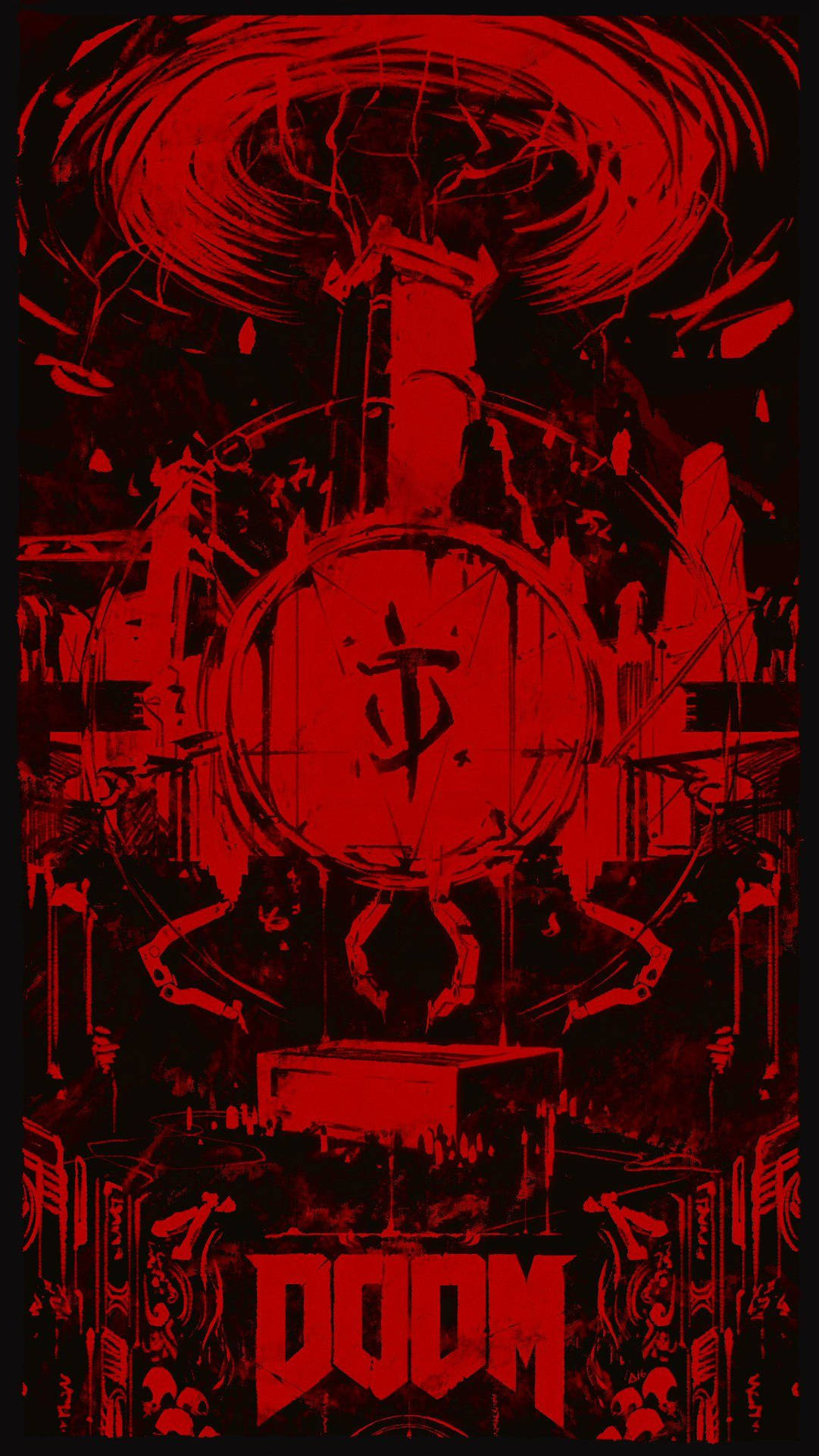 Monochrome Red Game Poster Doom Phone Background