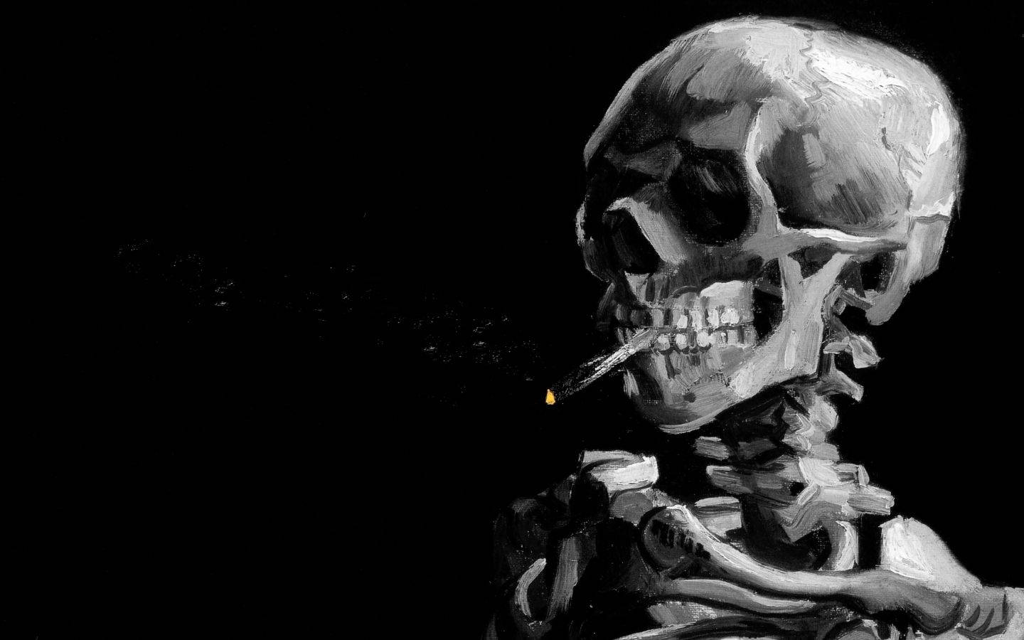 Monochrome Smoking Skeleton