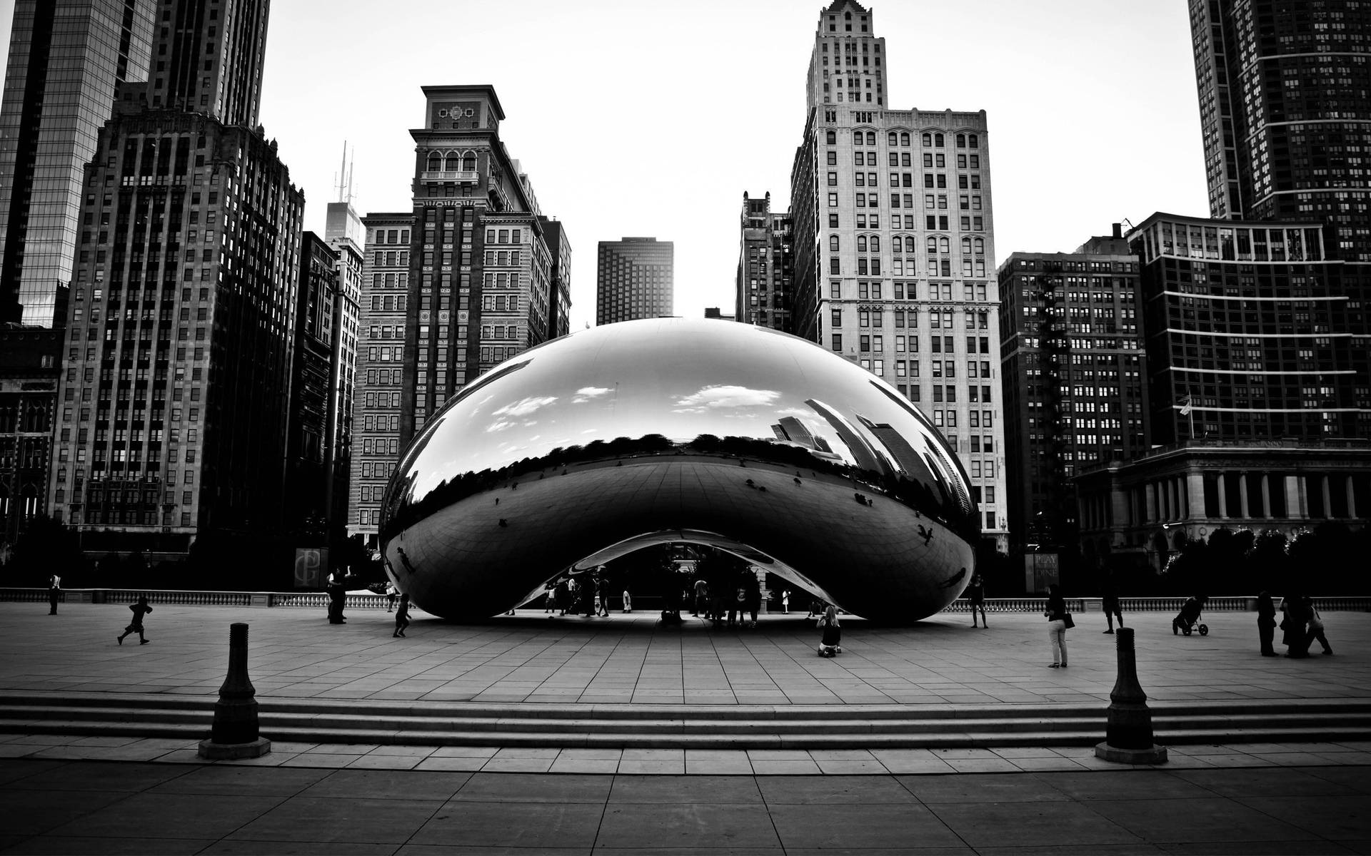 Monochrome The Bean Chicago Background