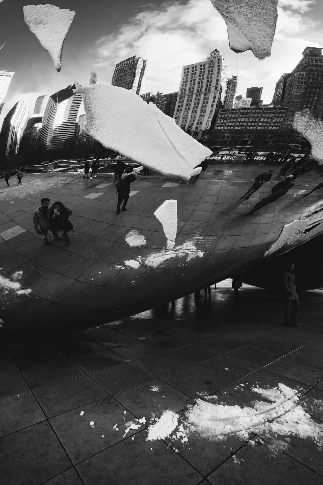 Monochrome The Bean Chicago With Snow