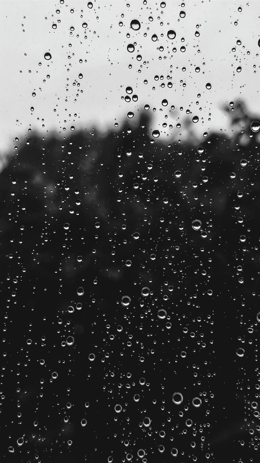 Monochrome Window With Beautiful Rain Droplets Background