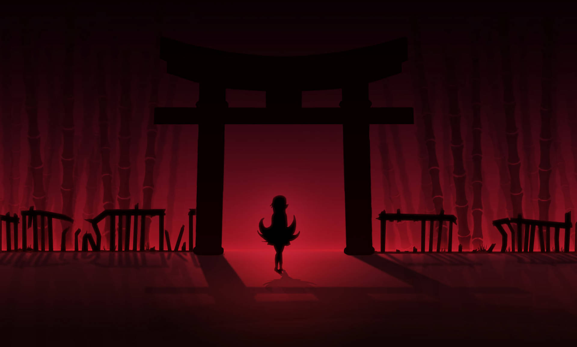 Monogatari Red Silhouette Background