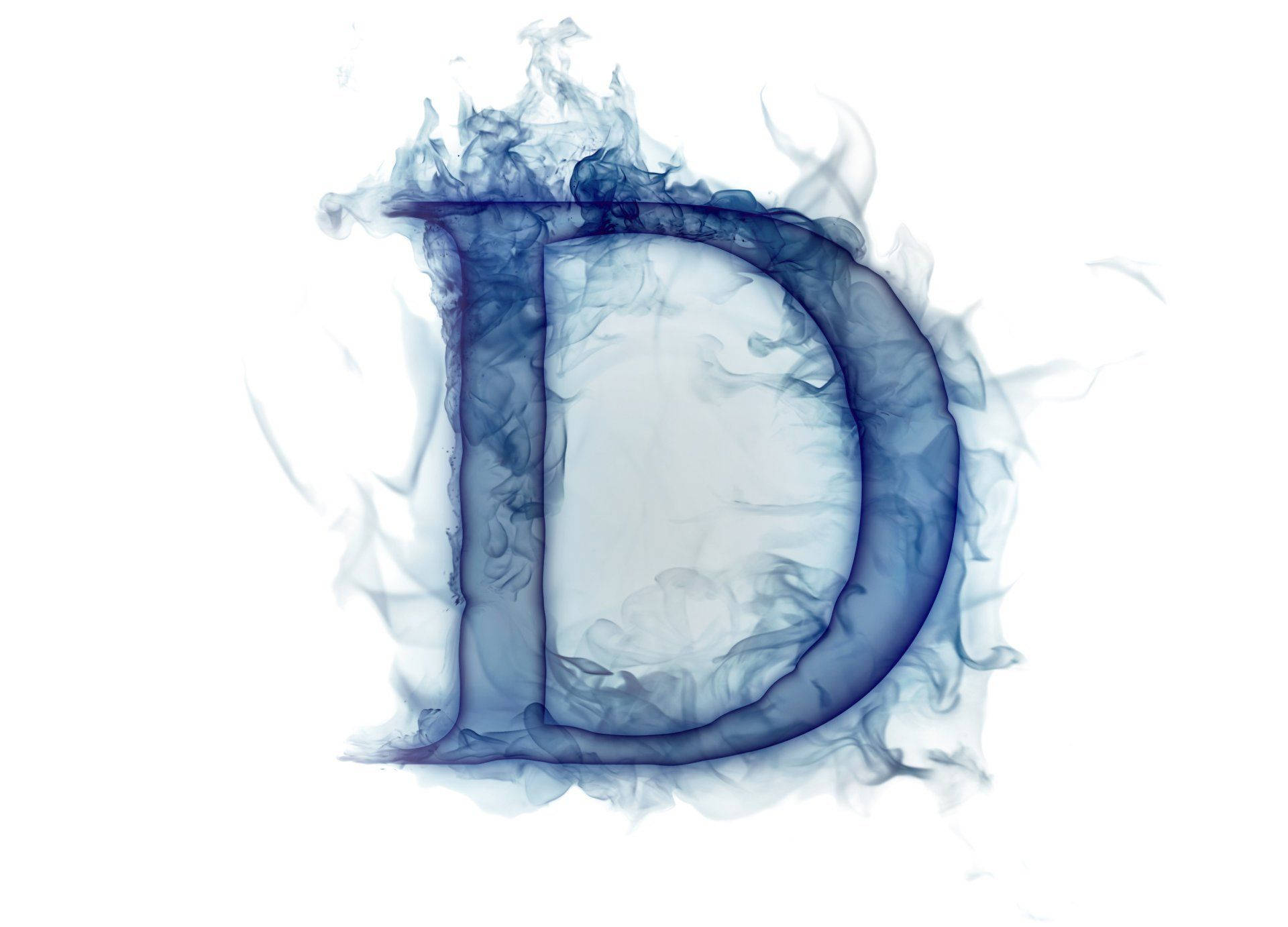 Monogram D In Translucent Blue Flame Background