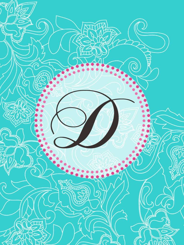 Monogram D In Turquoise Blue Background