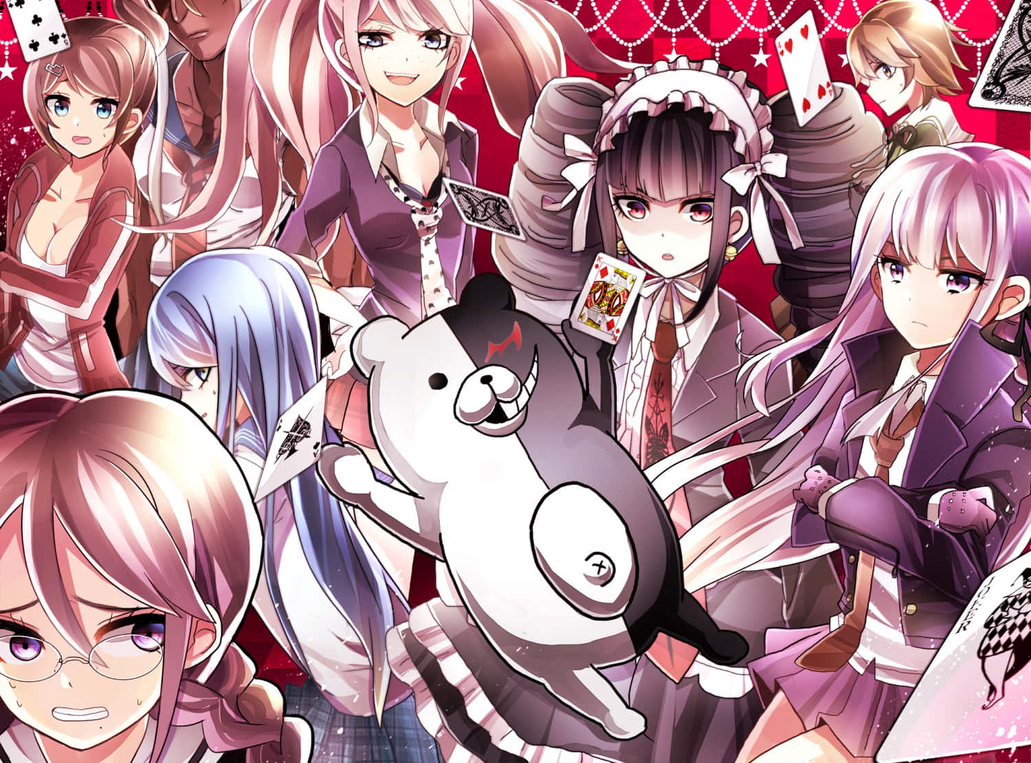 Monokuma With Danganronpa Anime Characters Background