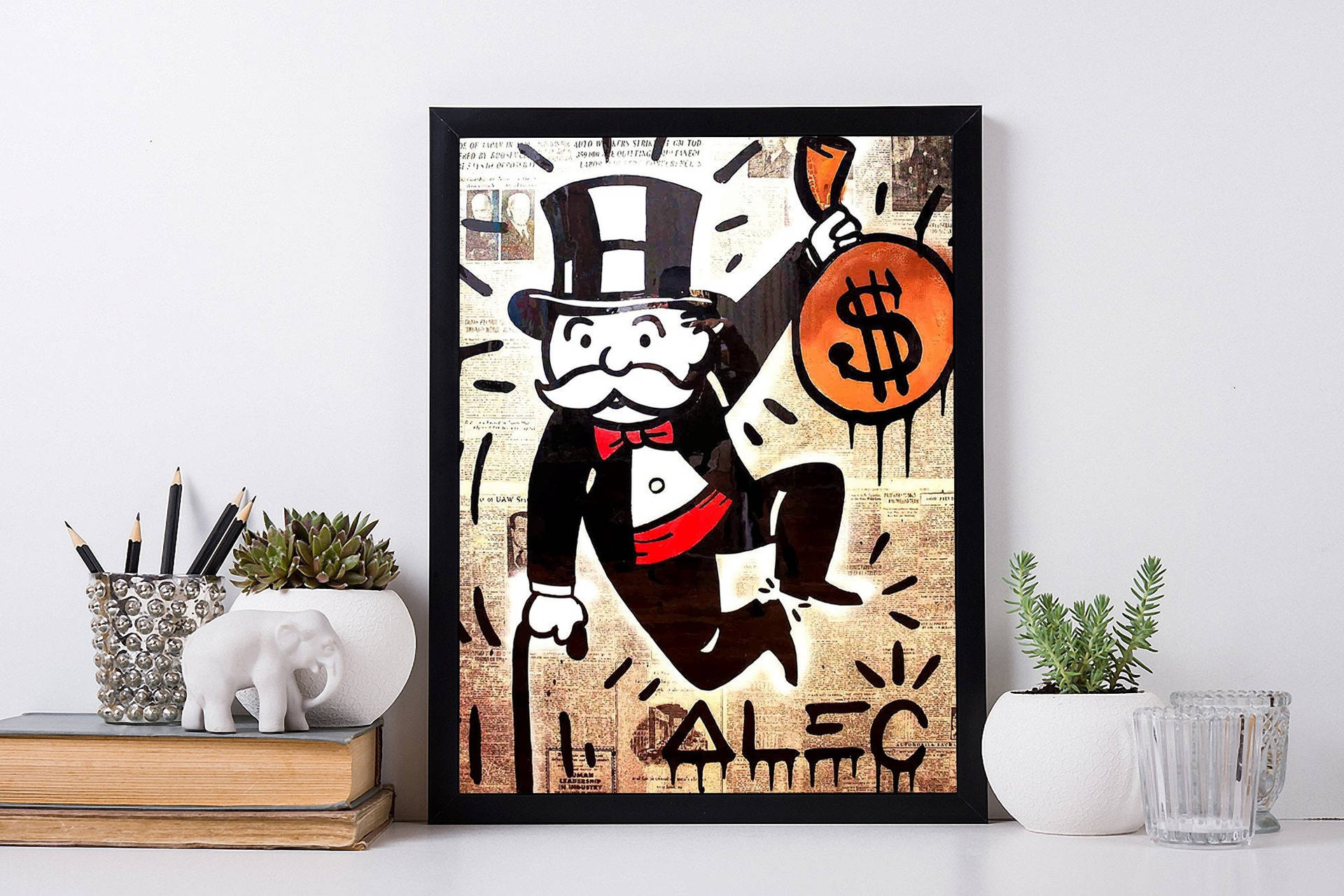 Monopoly Man Framed Art Background