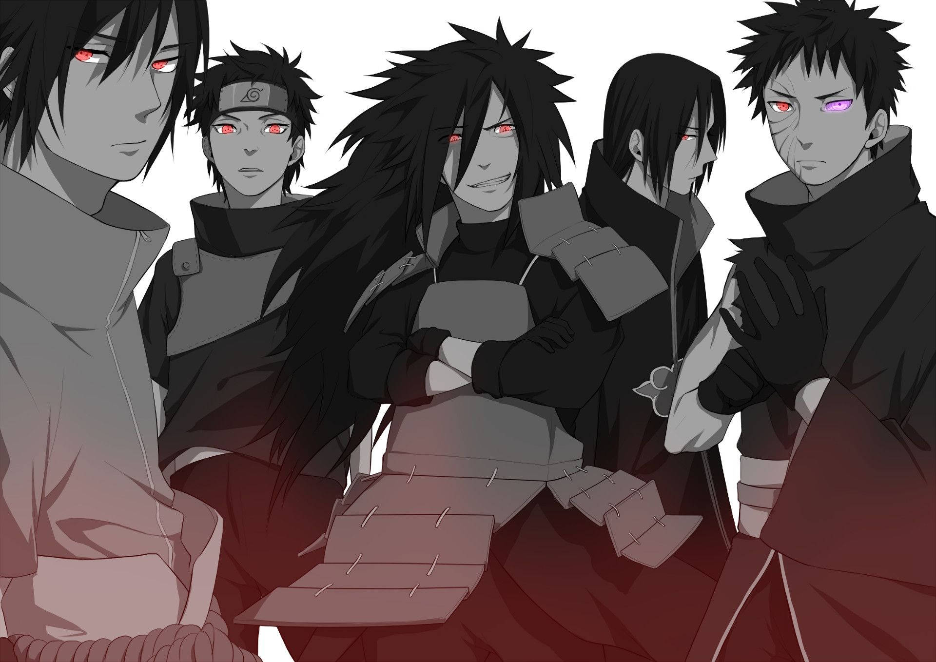 Monotone Madara Uchiha And Clan Background