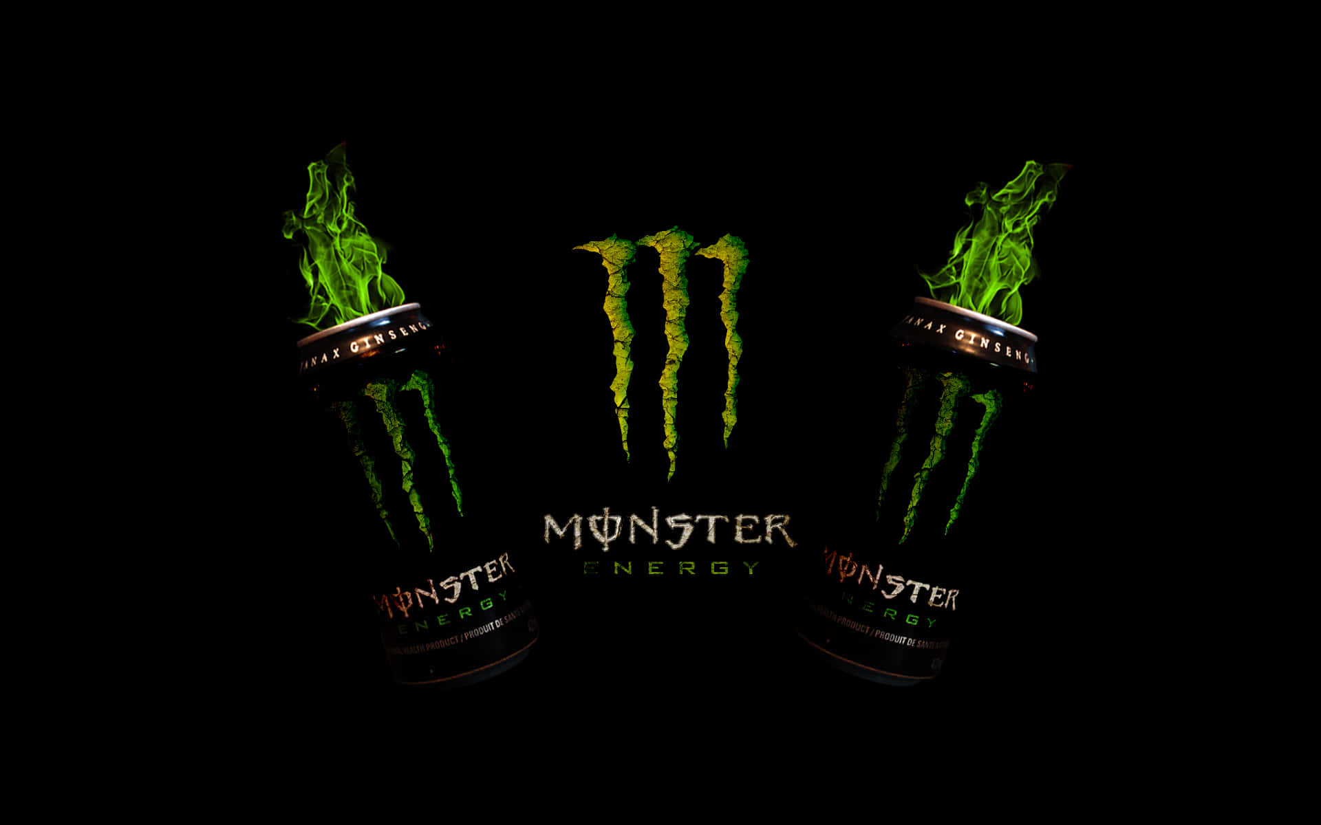 Monster Energy Drink Green Flame Art Background