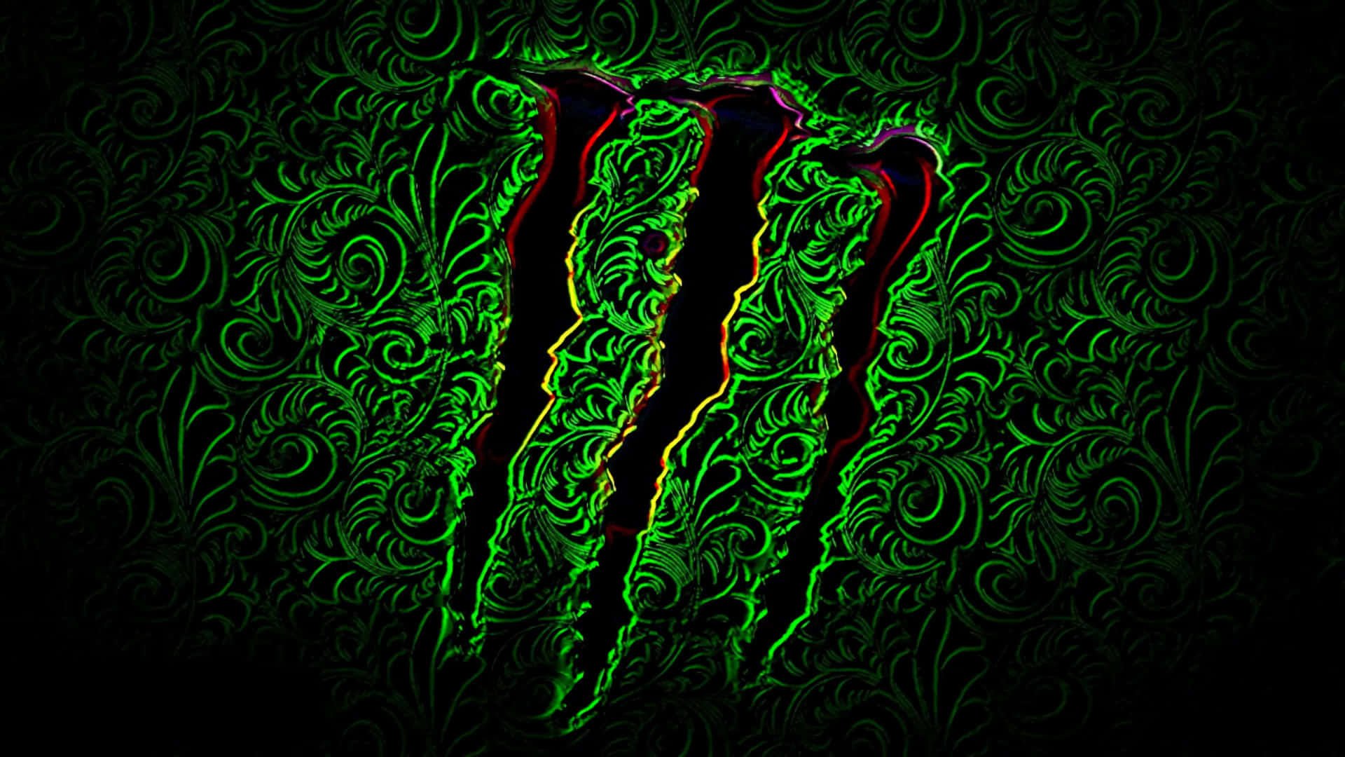 Monster Energy Logo Glowing Abstract Background Background