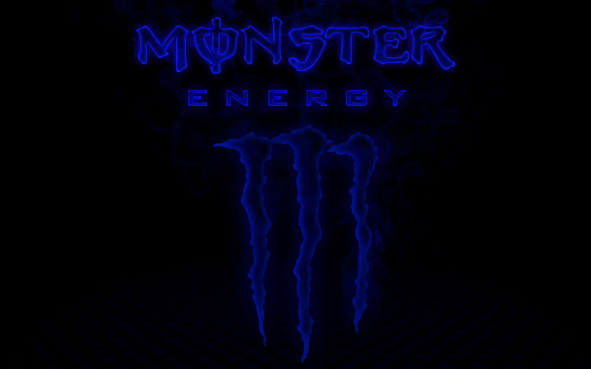 Monster Energy Logo Neon Blue Background