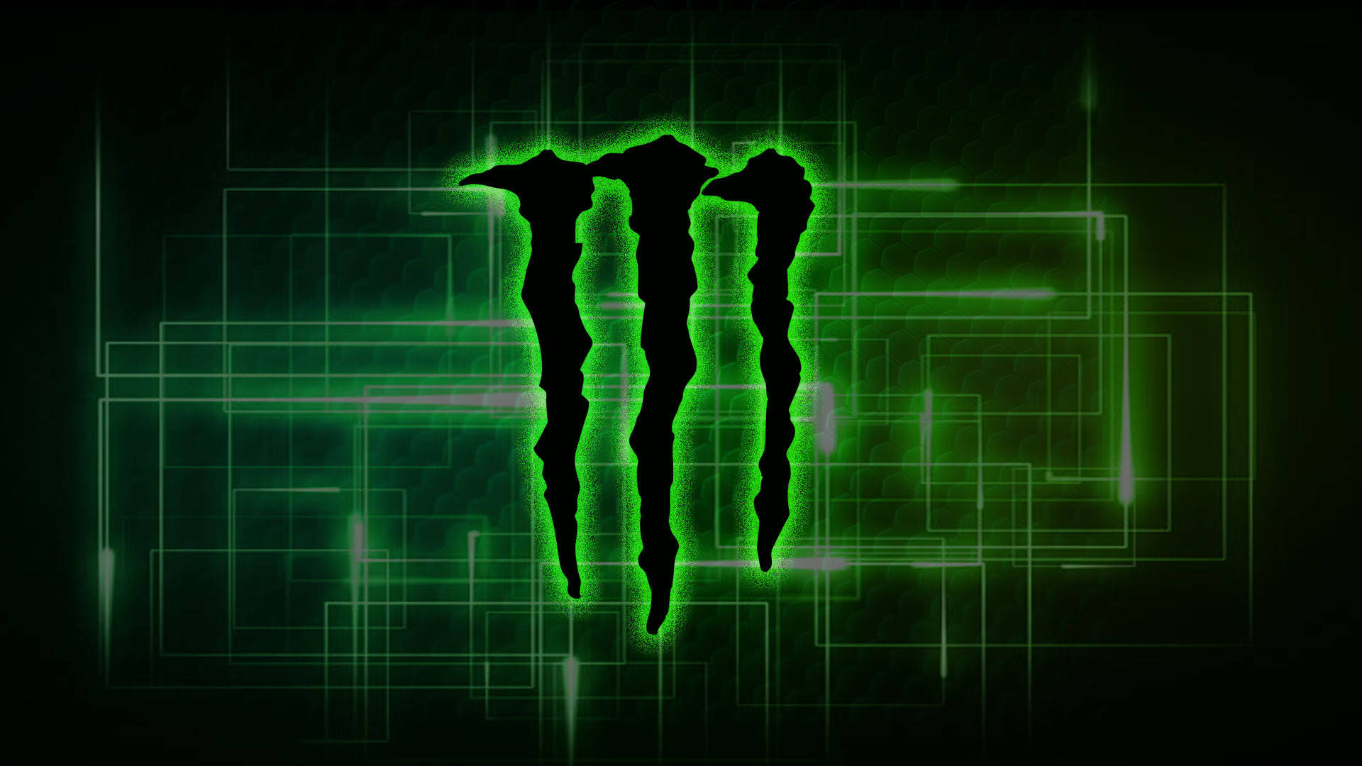 Monster Energy Logo With Green Lights Background