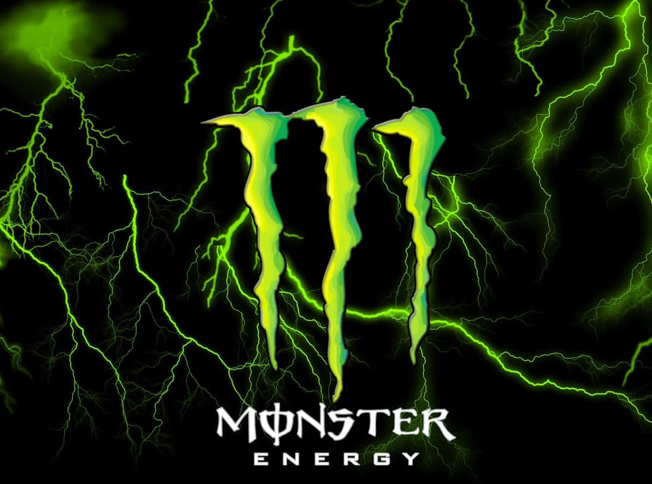 Monster Energy Logowith Green Lightning Background Background