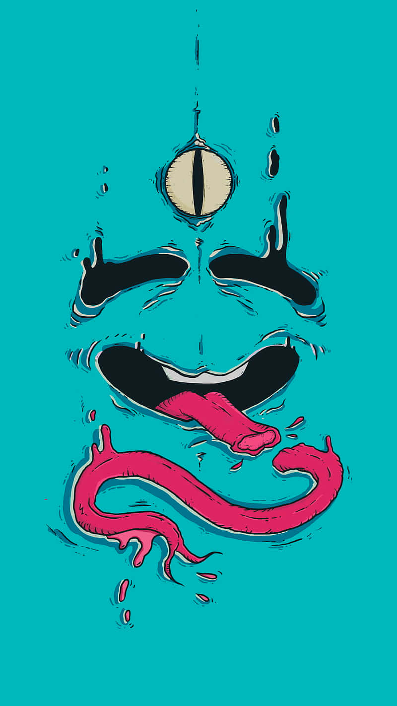 Monster Face Tongue Out Background