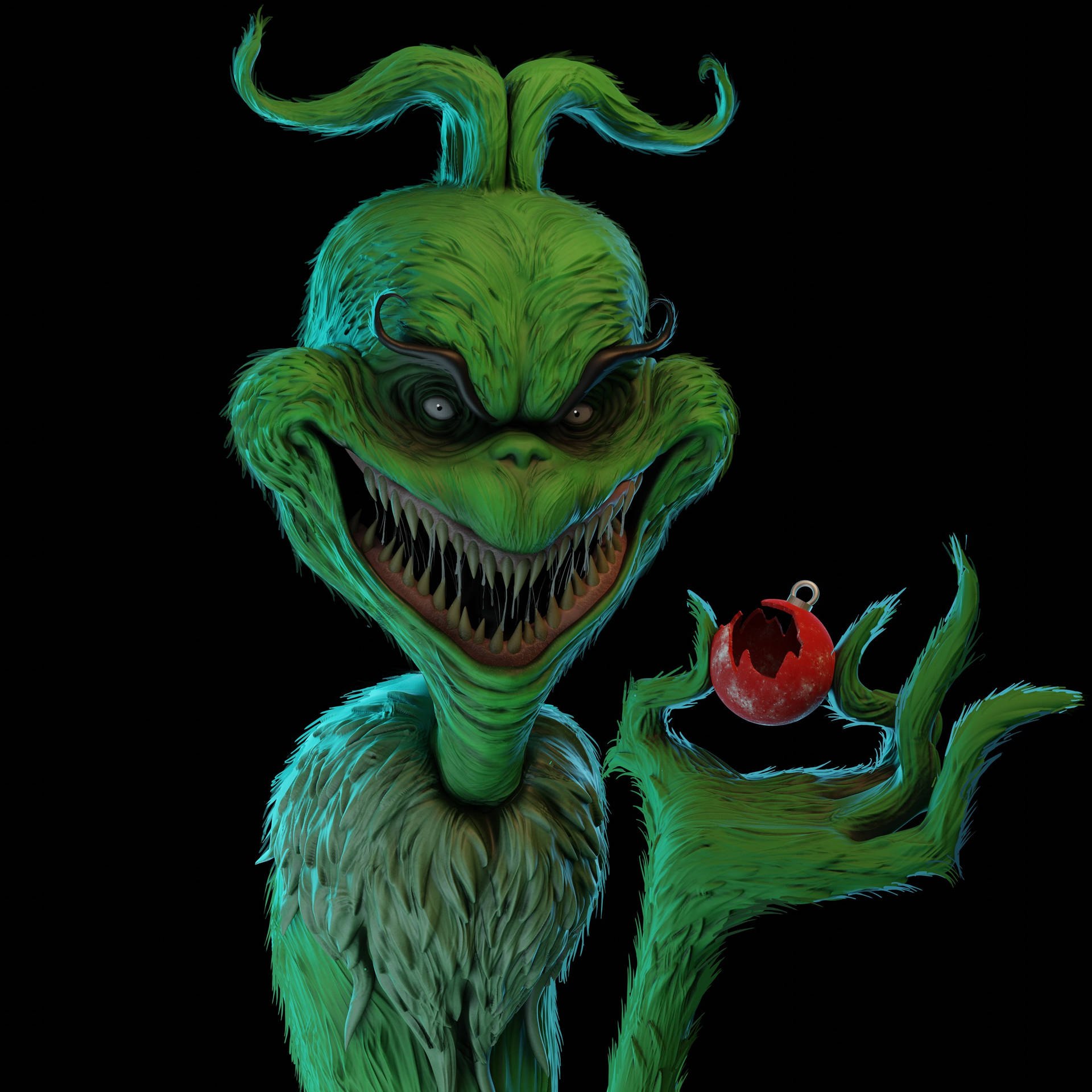 Monster Grinch In Black Background