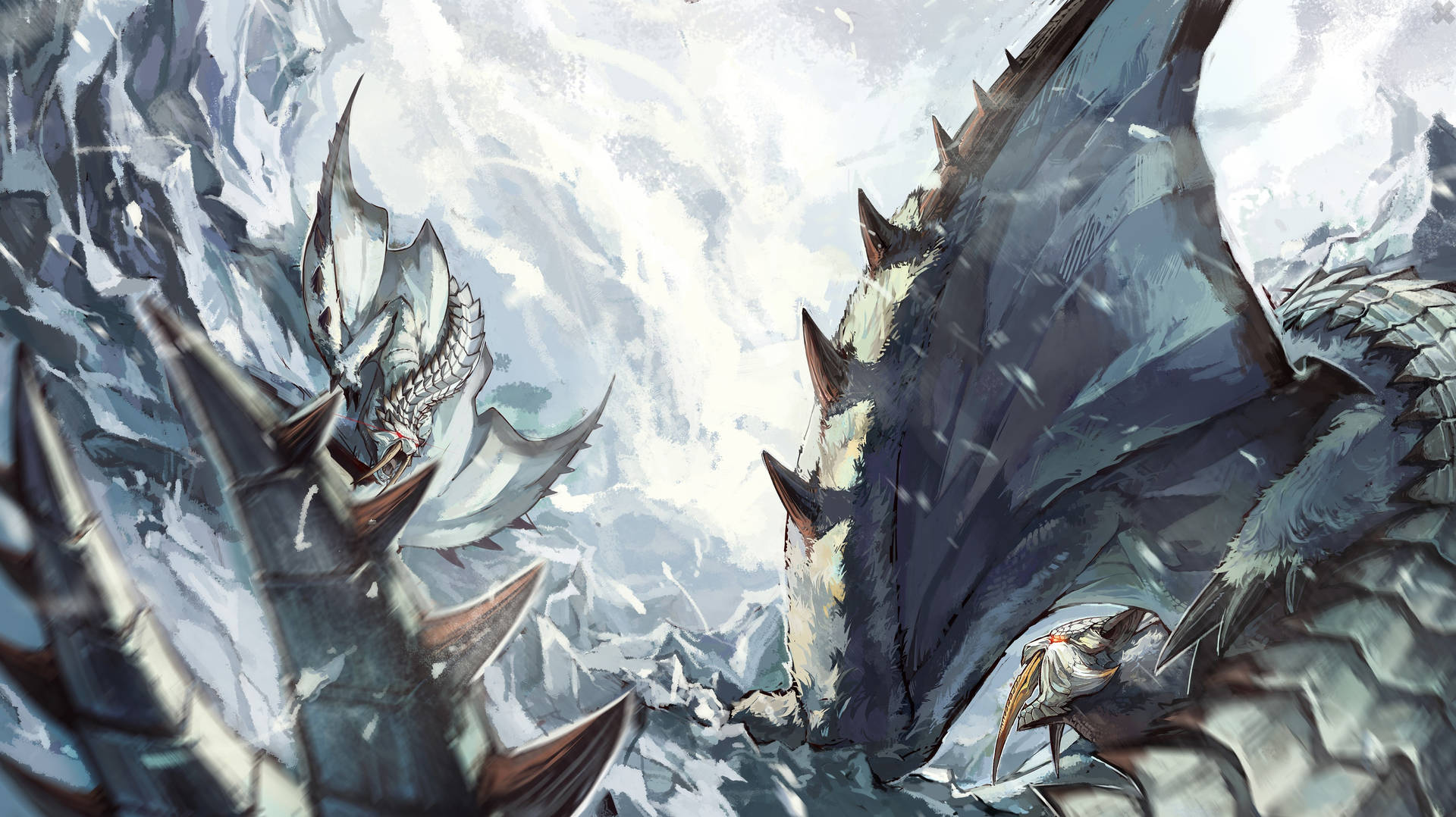 Monster Hunter Barioth On Icy Mountain Background