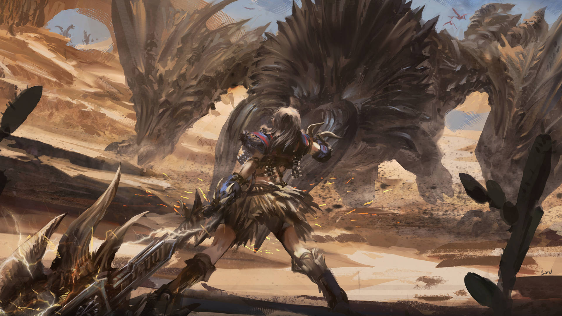 Monster Hunter Dragon In The Desert Background