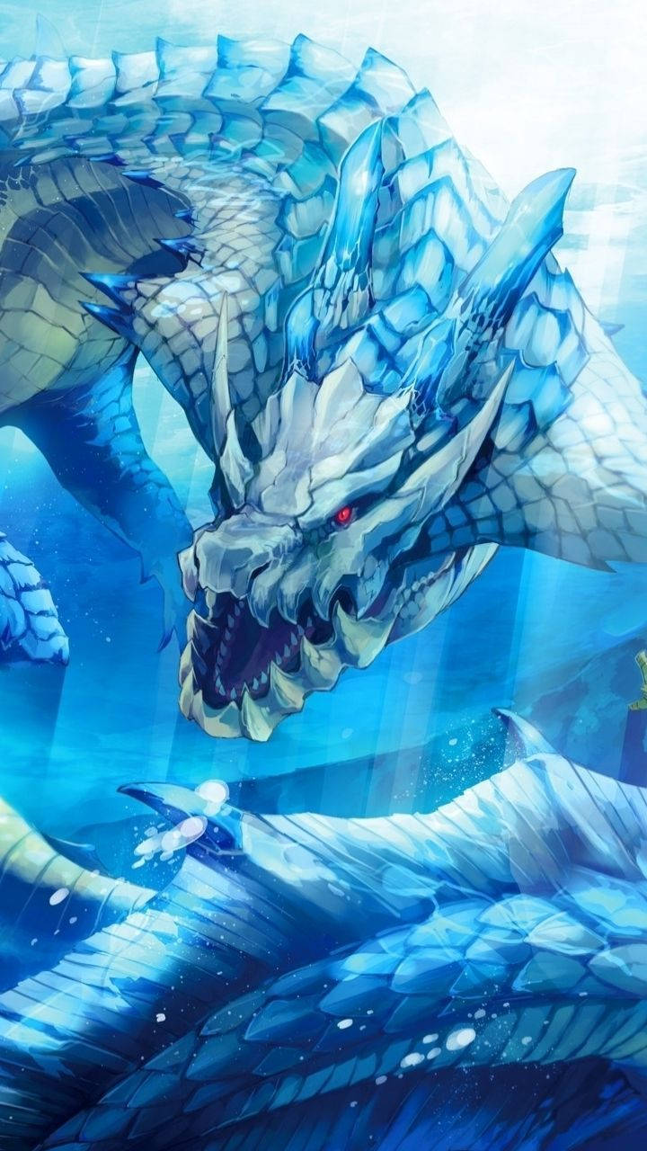 Monster Hunter Iphone Blue Scaled Dragon Background