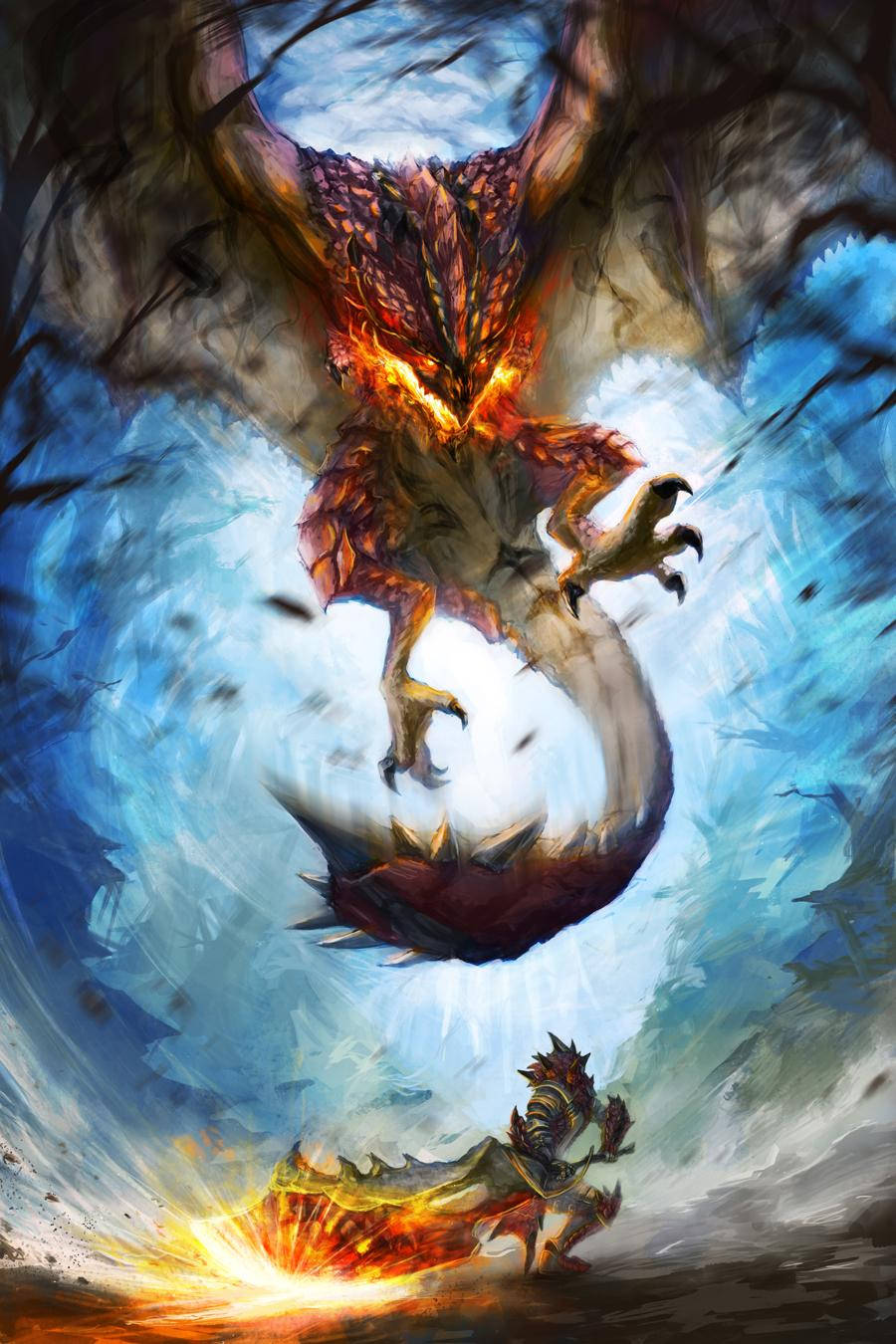 Monster Hunter Iphone Fire Breathing Dragon Background