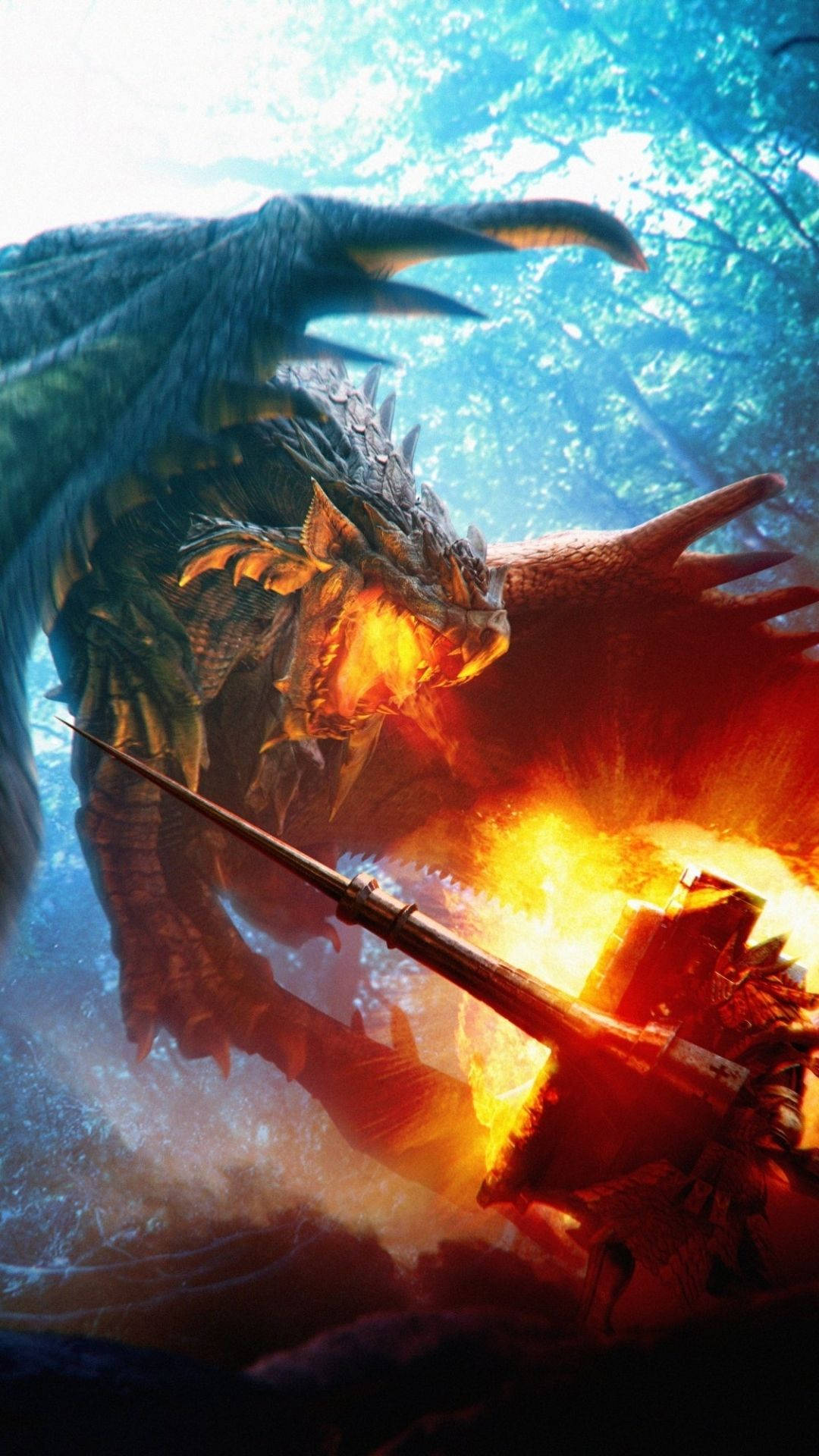 Monster Hunter Iphone Fire Spitting Dragon Background