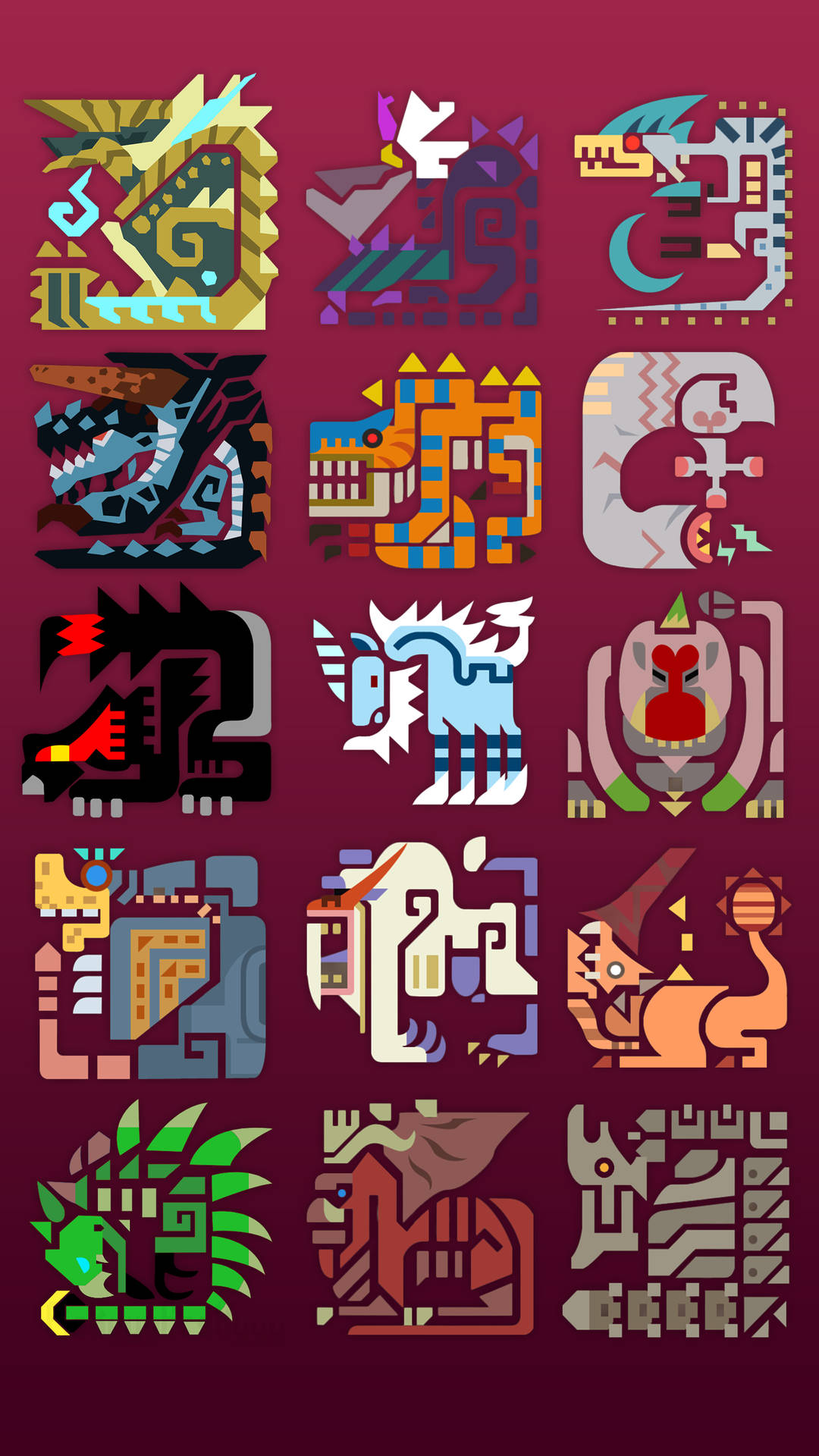 Monster Hunter Iphone Stylized Monsters List Background