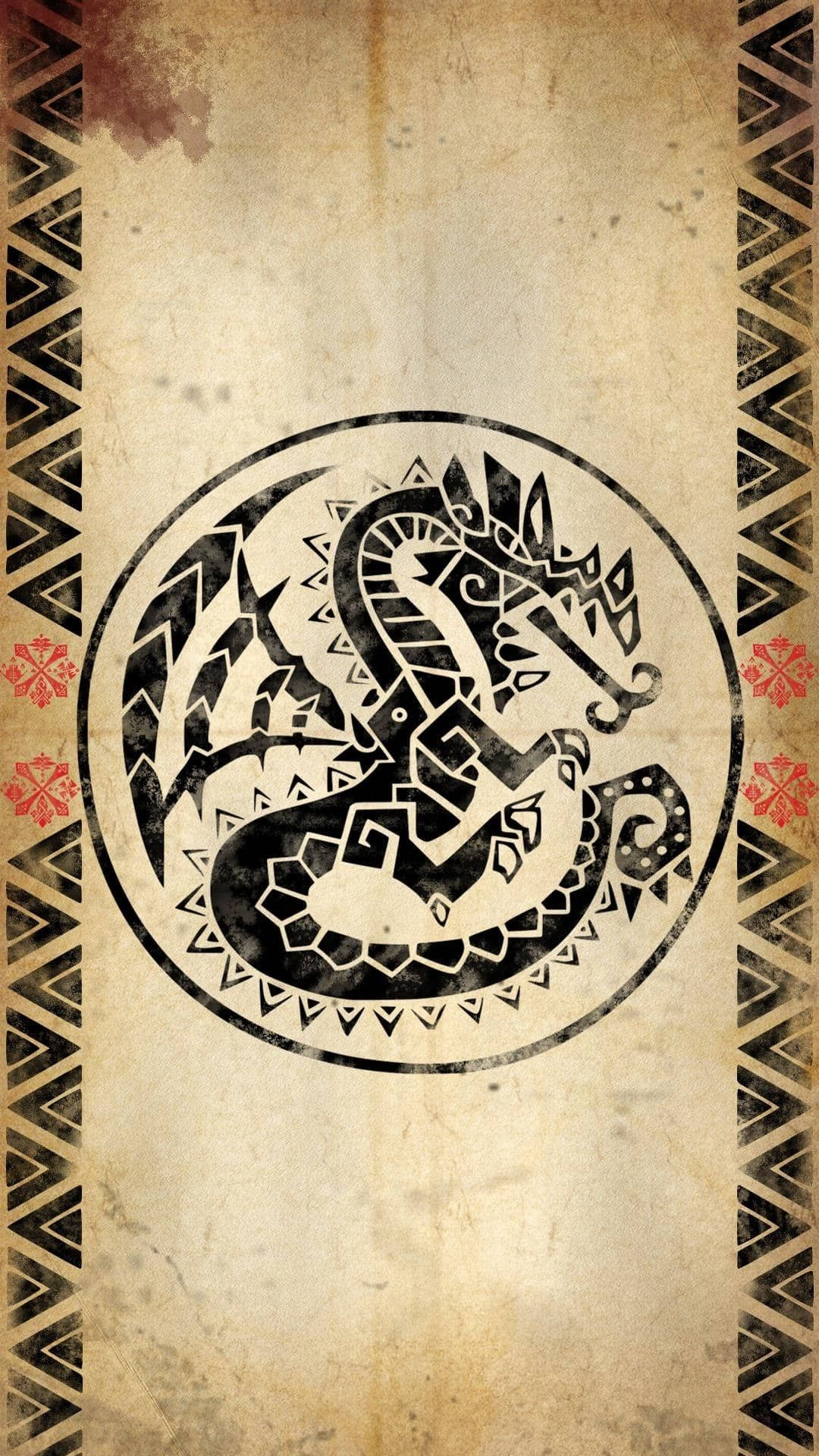Monster Hunter Iphone Tribal Dragon Logo Background
