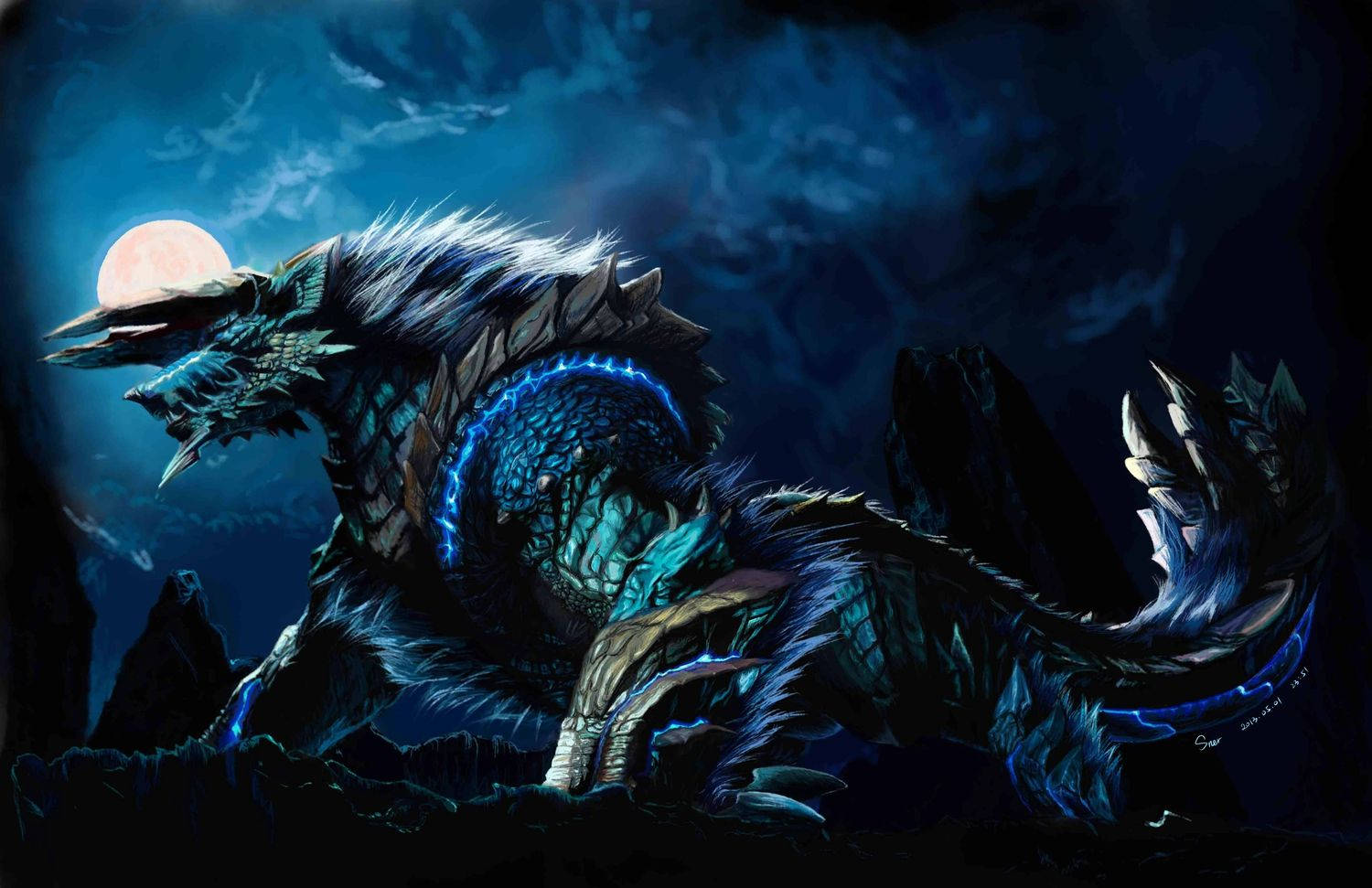 Monster Hunter Neon Blue Zinogre Background