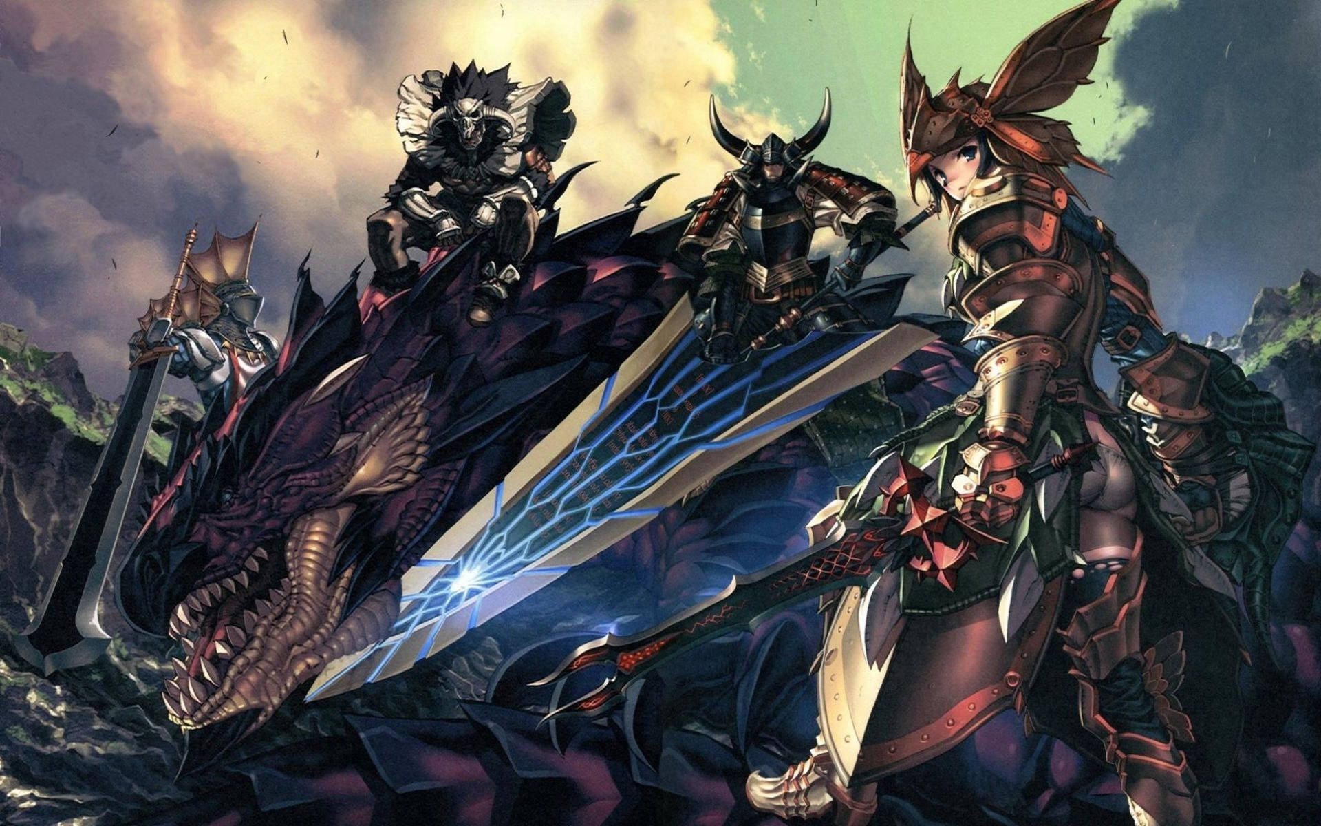 Monster Hunter World Hunters And Rathalos Background