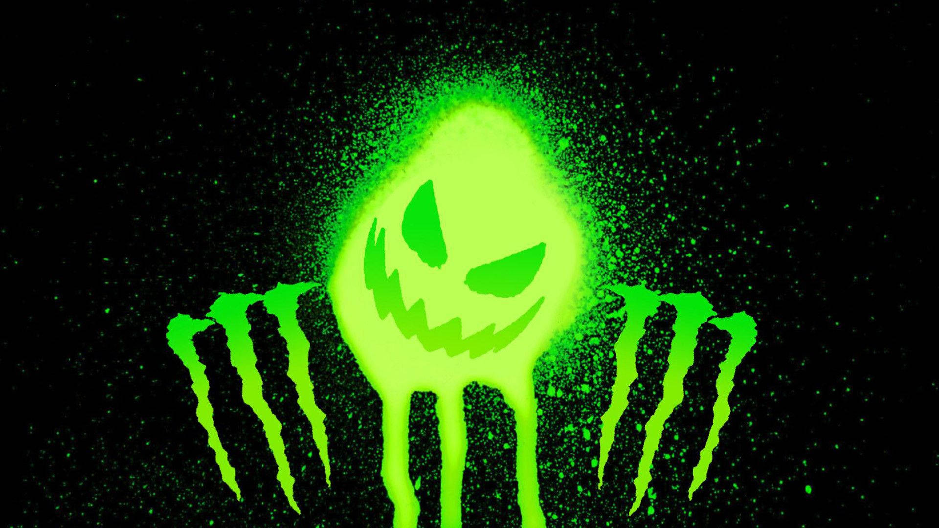 Monster Icon Neon Green Aesthetic Background