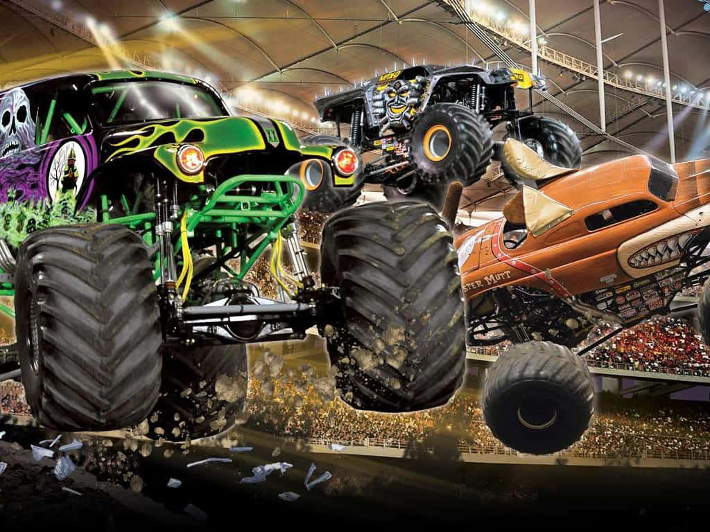 Monster Mutt And Maximum Destruction Monster Truck Background