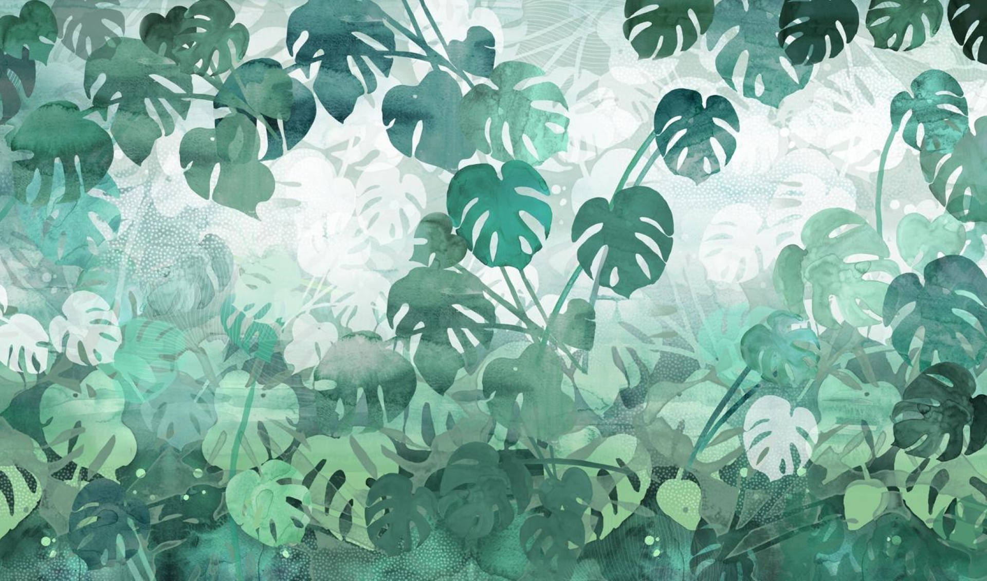 Monstera Leaves Paint Patterns Background