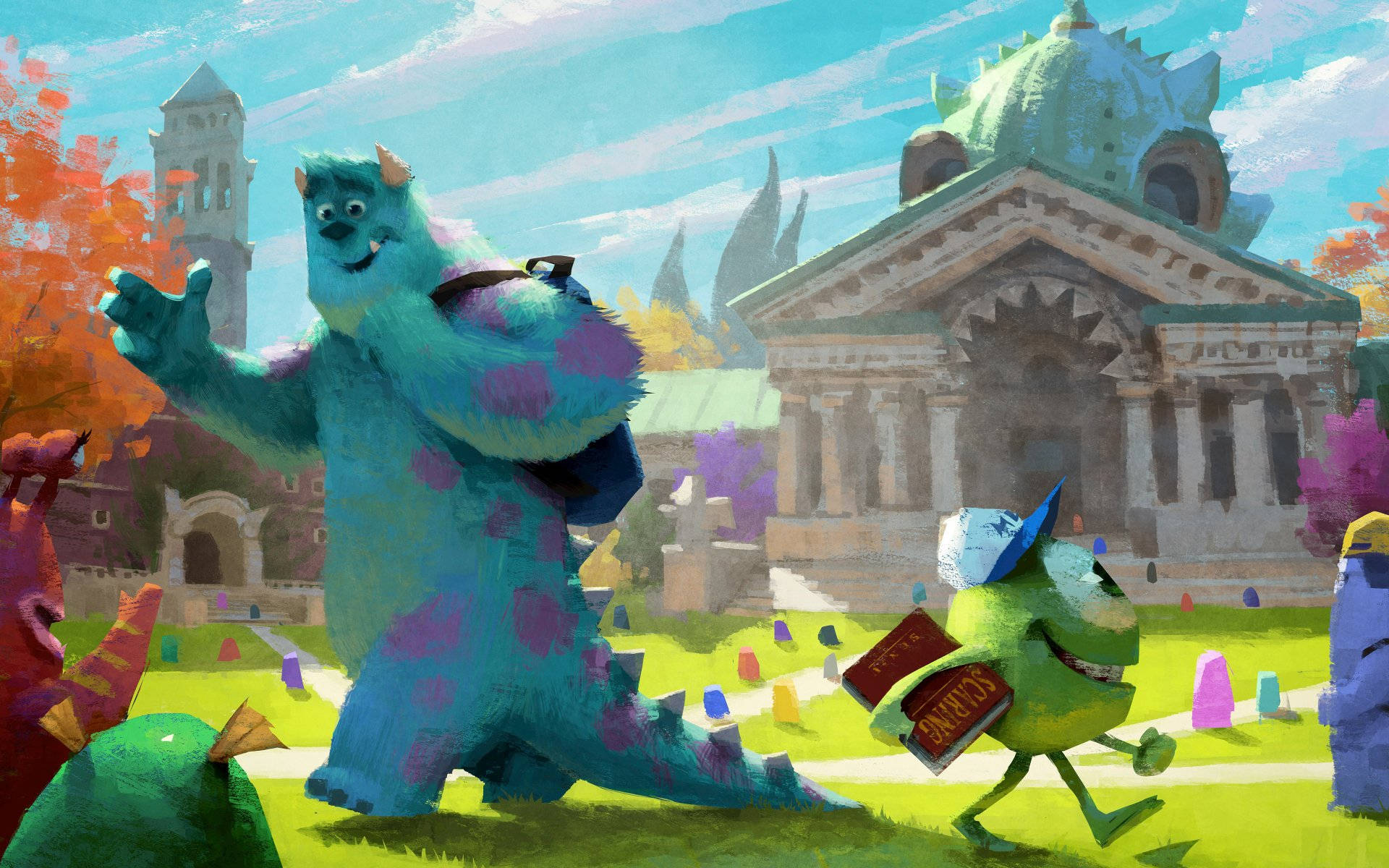 Monsters University Mike And Sully Art Background