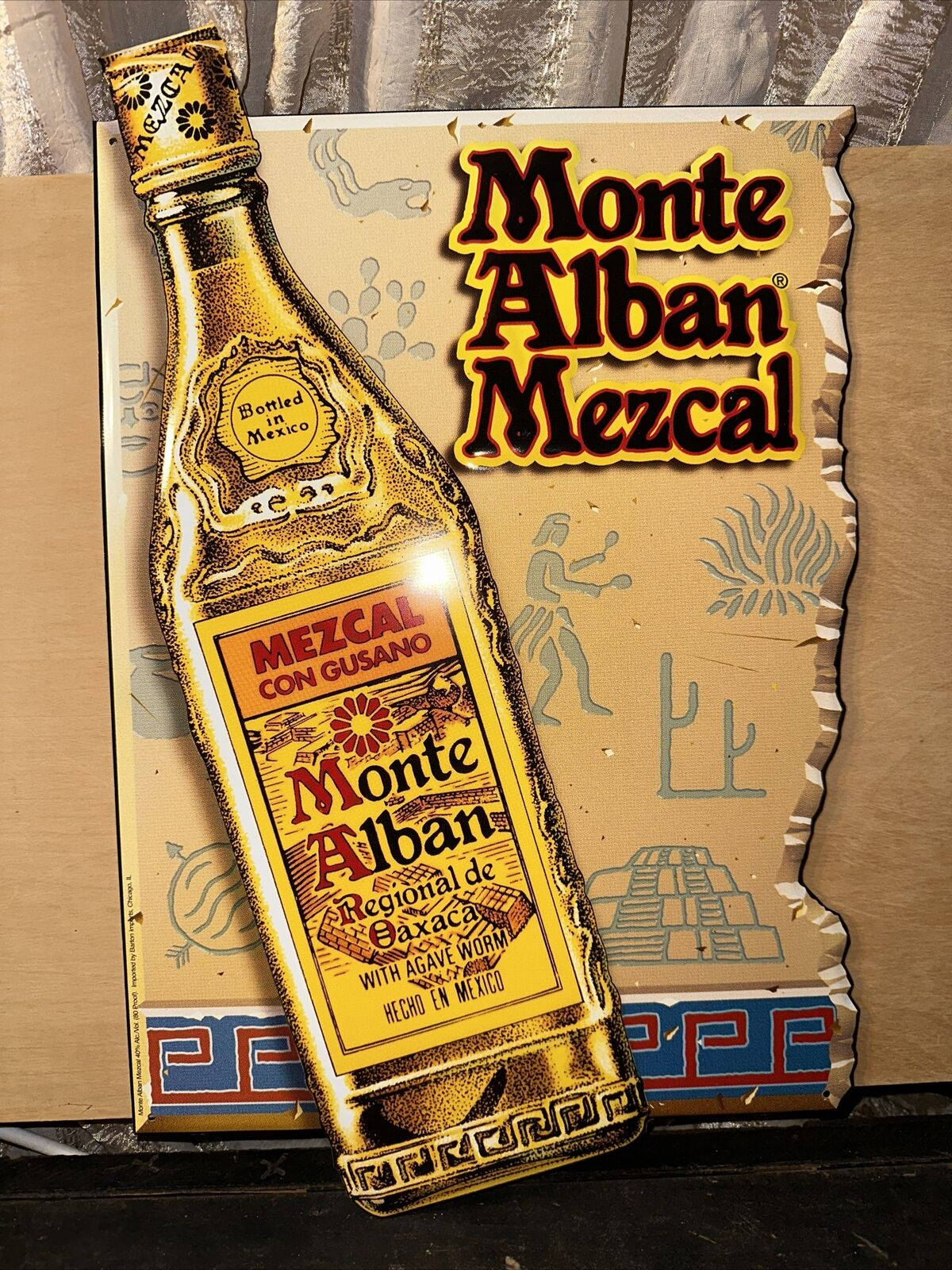 Monte Alban Mezcal Tequila Tin Bar Sign Background