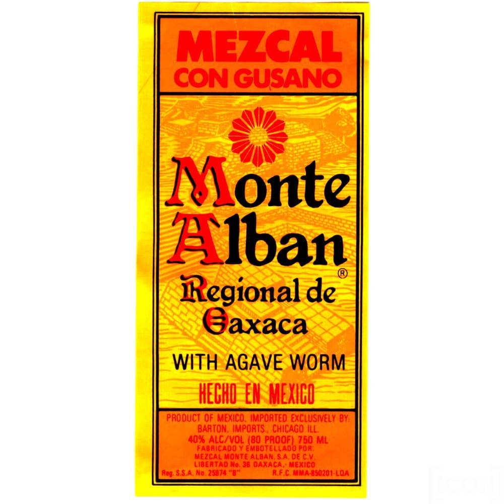 Monte Alban Mezcal Tequila Vintage Label Background