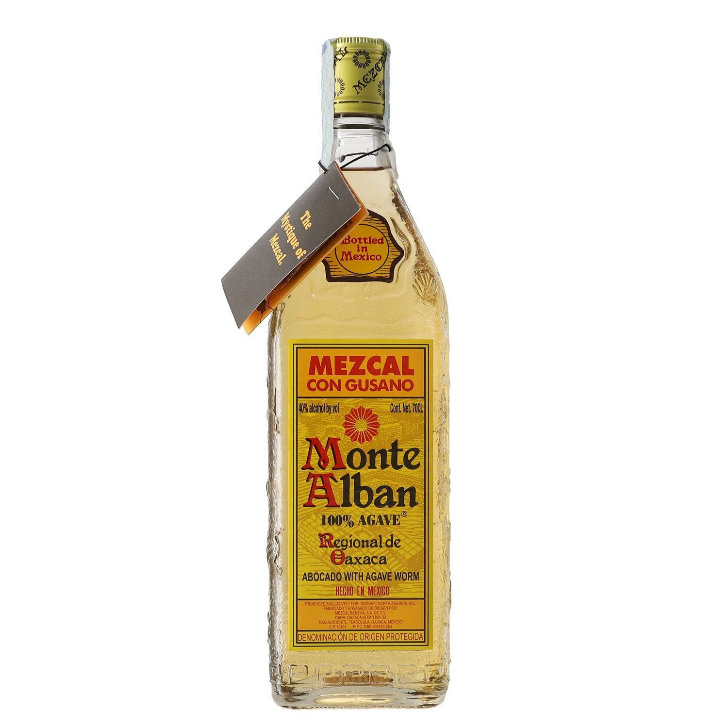 Monte Alban Mezcal Tequila With Card Background