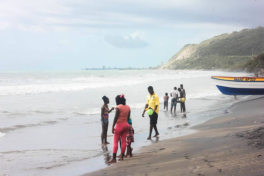 Montego Bay Locals On The Beach Background