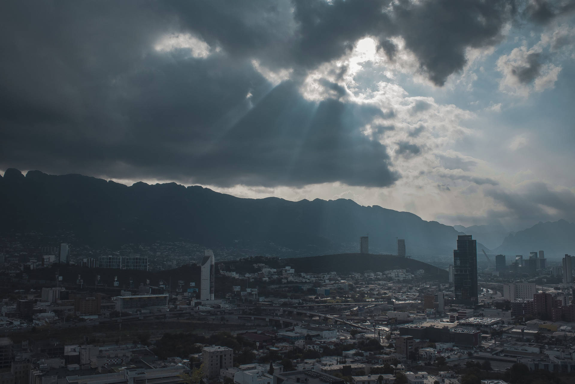 Monterrey City With Cloudy Sky Background