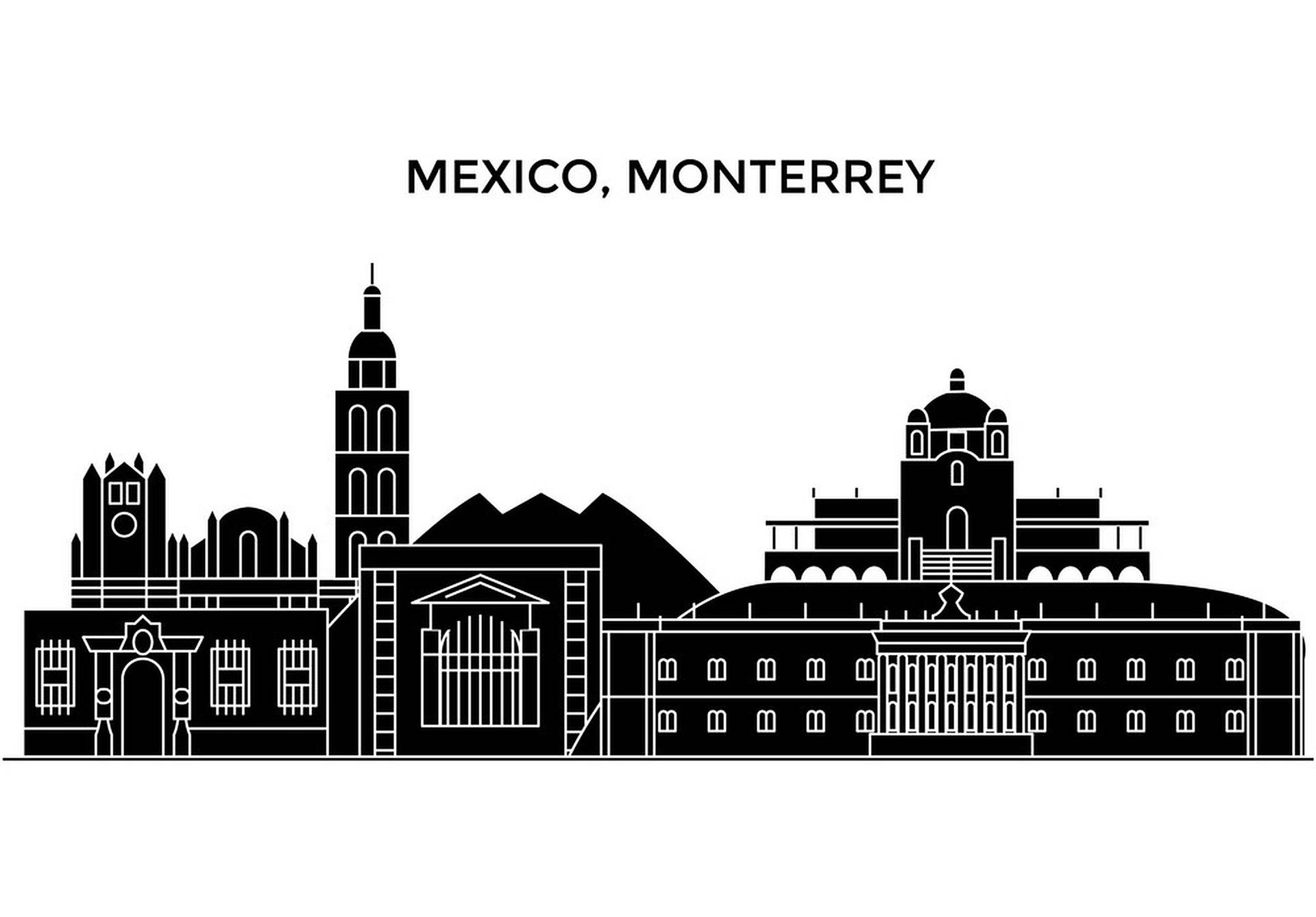 Monterrey Mexico City Outline Background