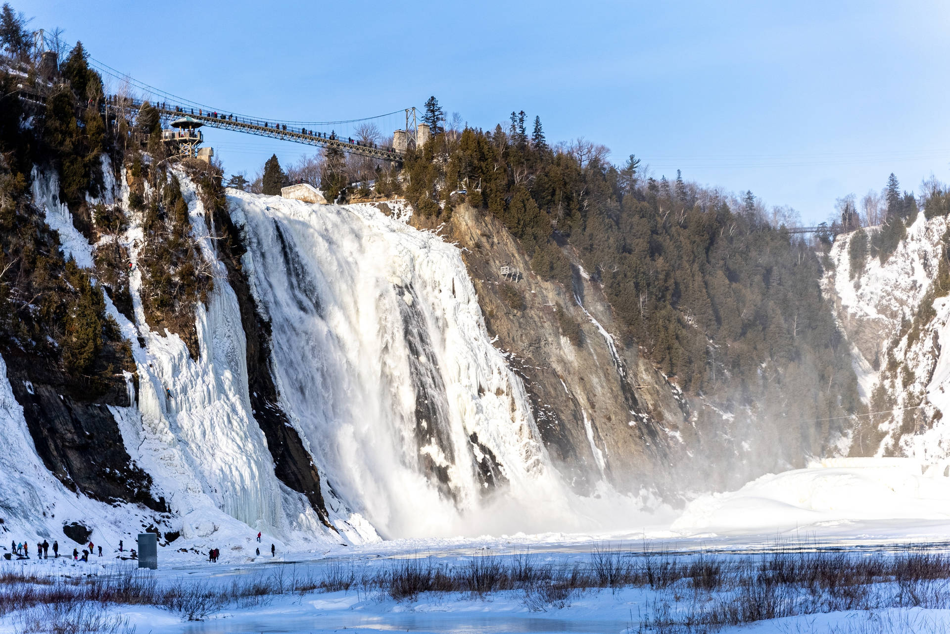 Montmorency Falls During Cool Winter Background