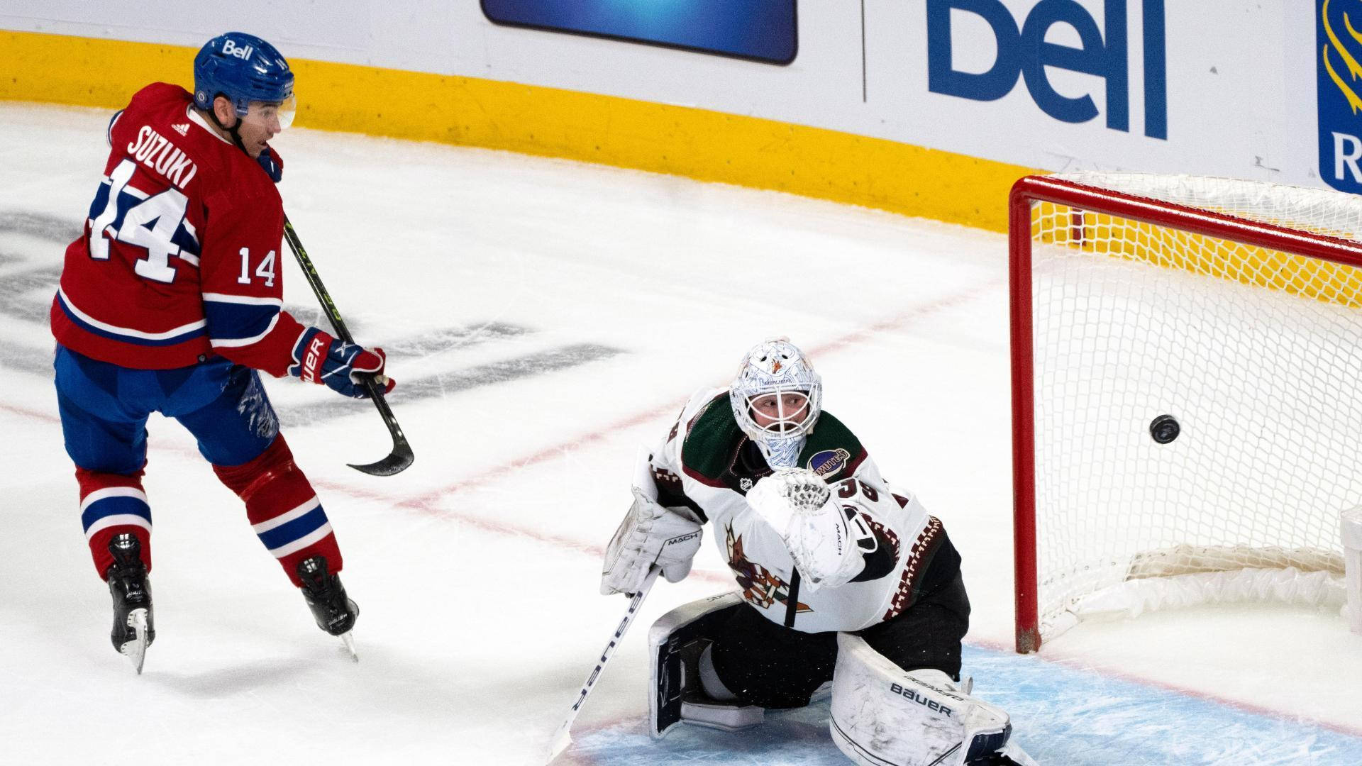 Montreal Canadiens Nick Suzuki Against Connor Ingram