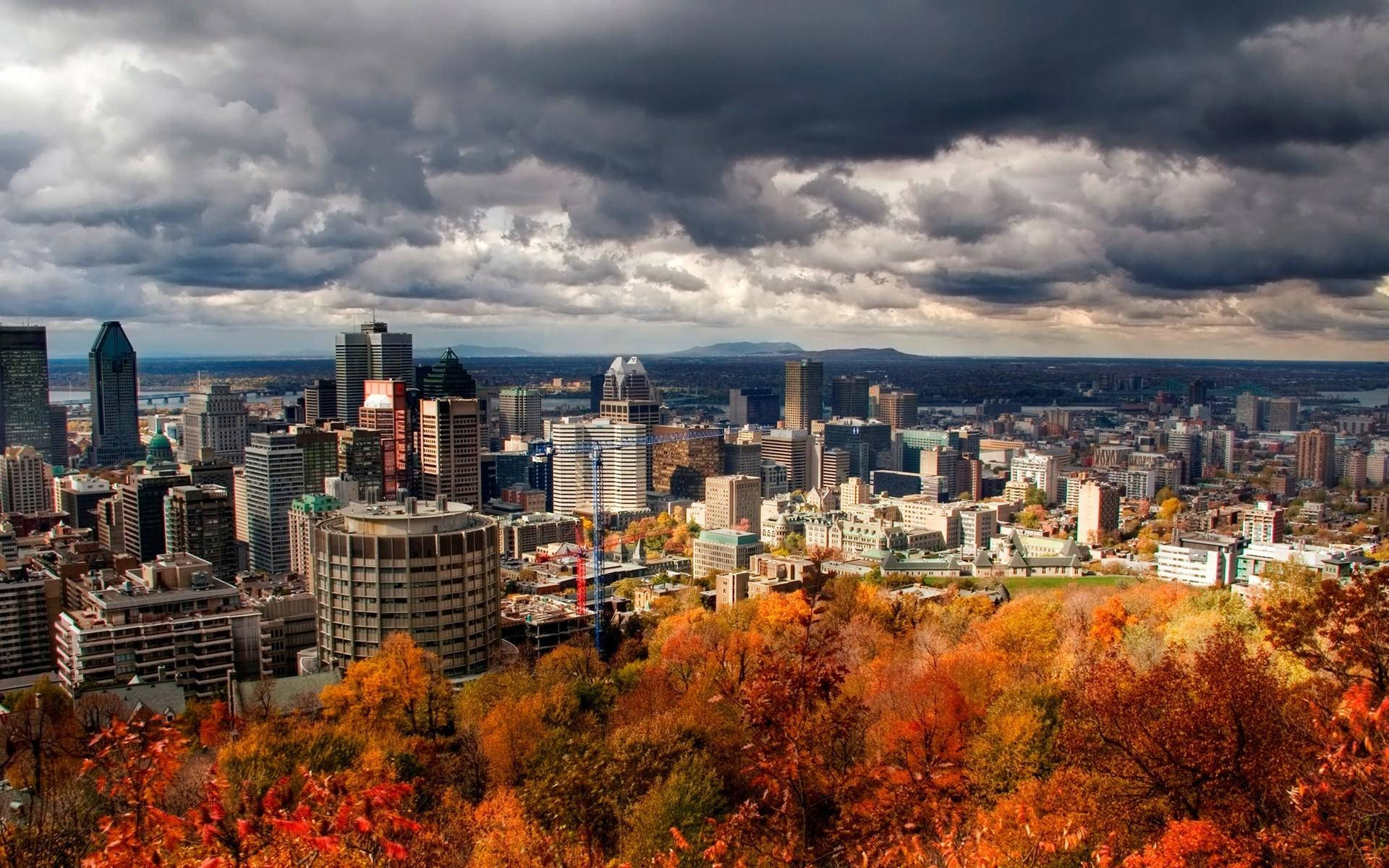 Montreal City In Autum Background